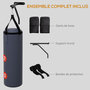Voir la diapositive 5 : HOMCOM Sac de frappe boxe - support mural, crochet pivotant, gants, bandes inclus - à remplir - acier PU rouge gris