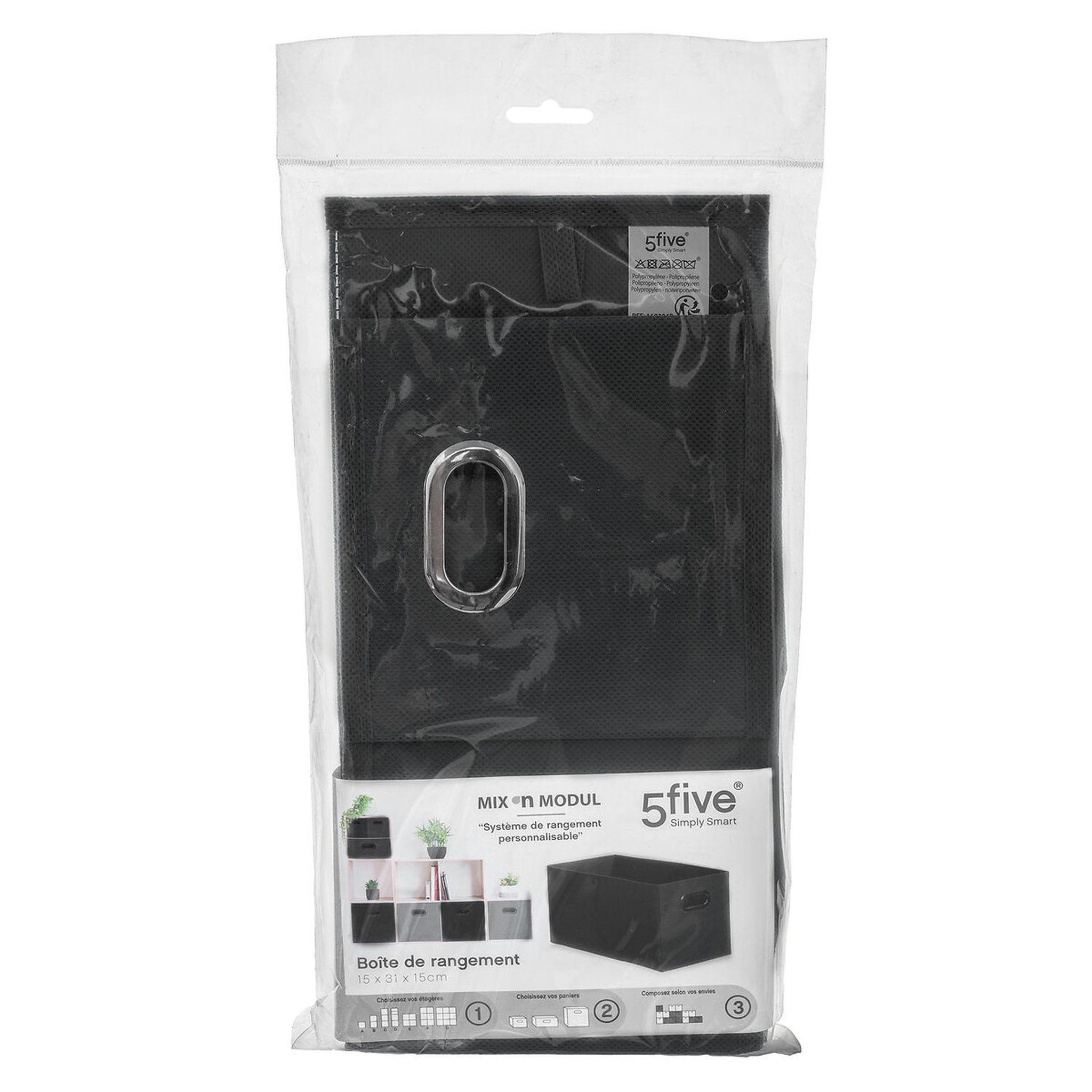 Voir la diapositive 3 : TOILINUX Lot de 2 boites de rangement largeur 31 x hauteur 15 cm - gris anthracite
