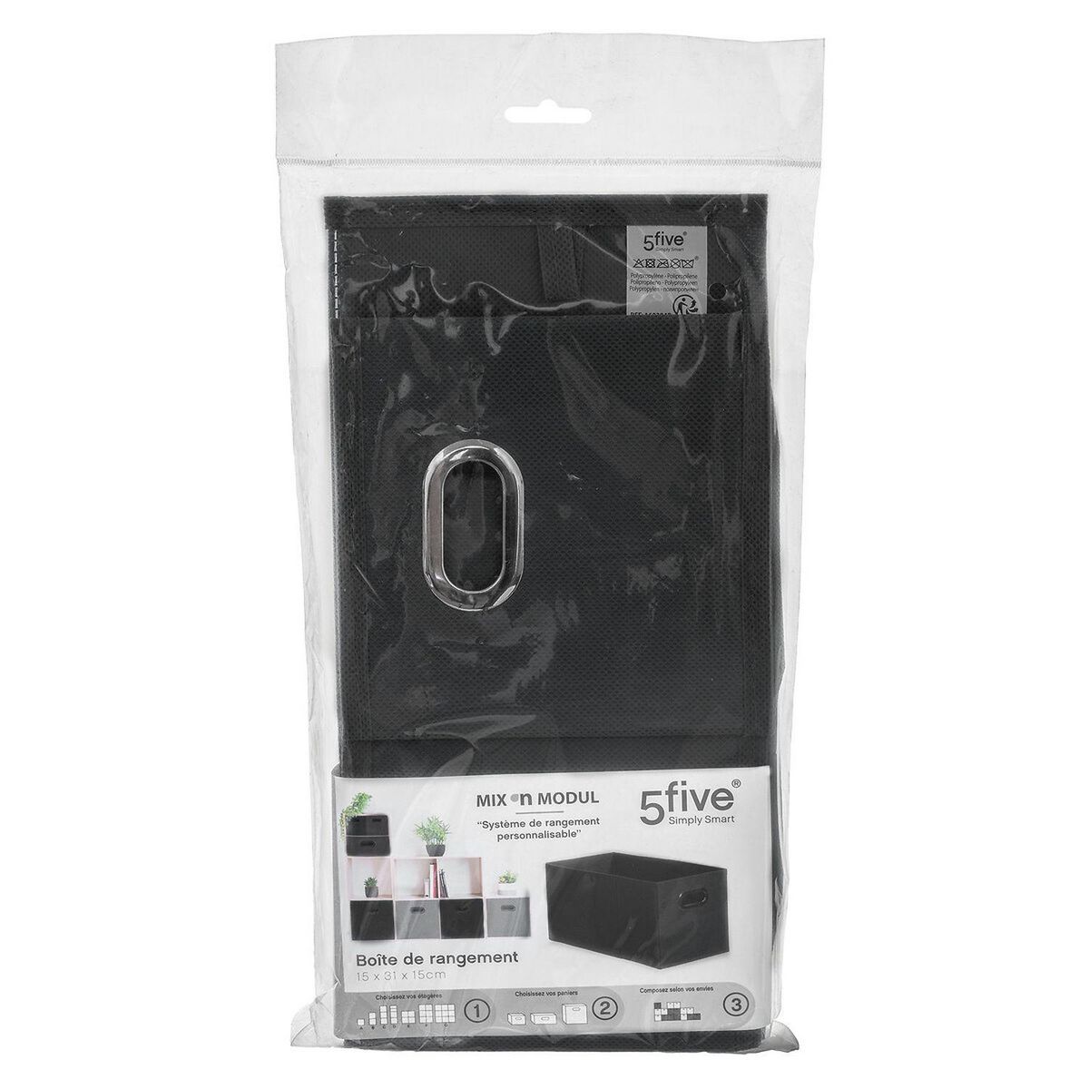 TOILINUX Lot de 2 Boites de rangement Largeur 31 x Hauteur 15 cm - Gris anthracite