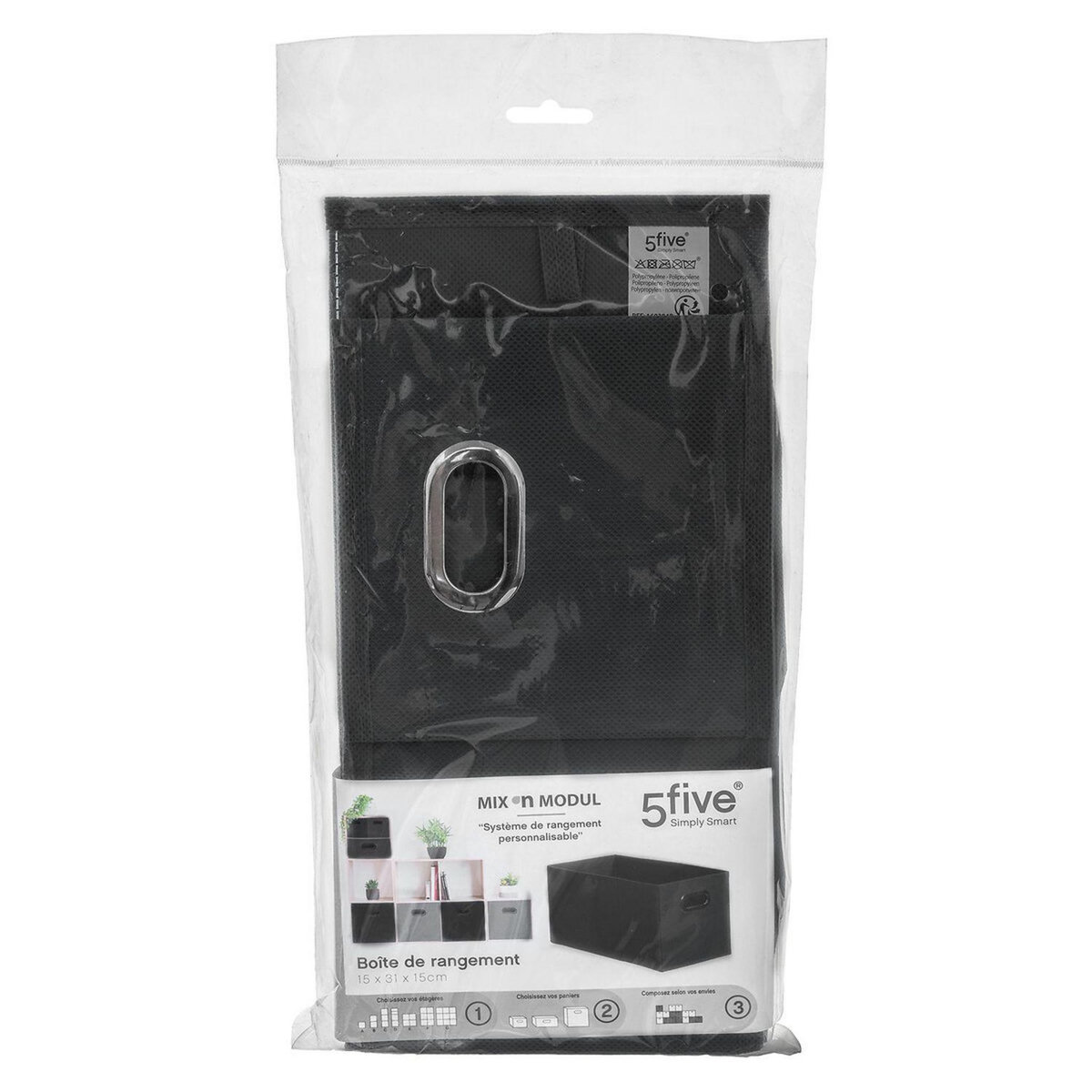 TOILINUX Lot de 2 Boites de rangement Largeur 31 x Hauteur 15 cm - Gris anthracite