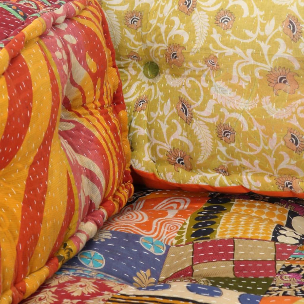 VIDAXL Pouf Patchwork Tissu