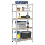 VIDAXL Etagere resistante a 5 niveaux Argente Acier et bois ingenierie