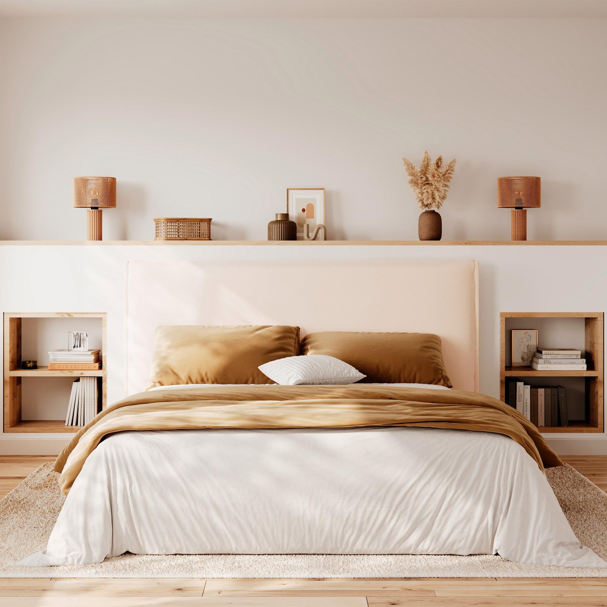 Voir la diapositive 5 : MAISON PAVANE Tête de lit en tissu blanc déhoussable 160 cm-safia
