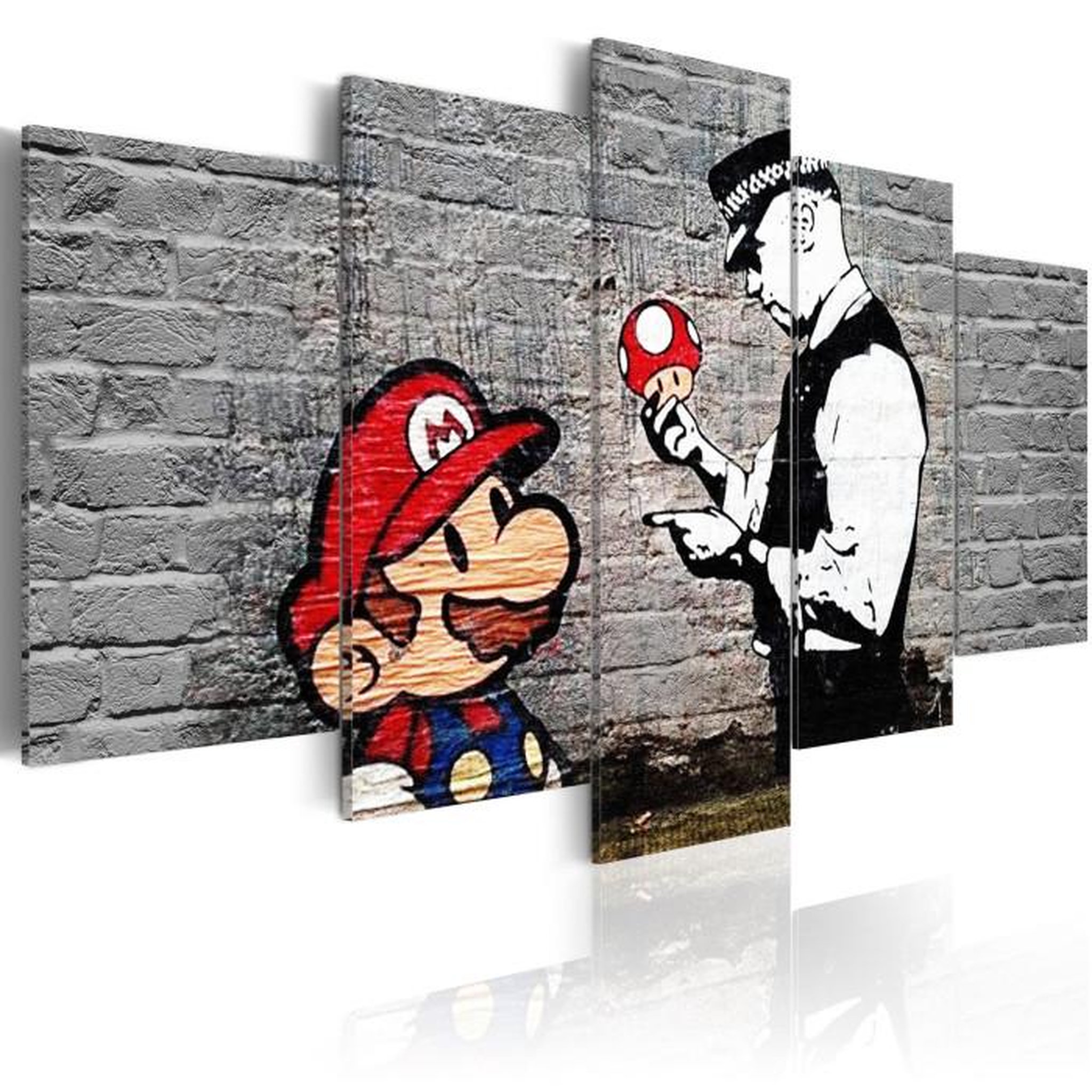 Paris Prix Tableau Imprimé  Super Mario Mushroom Cop - Banksy. Coloris disponibles : Multicolore