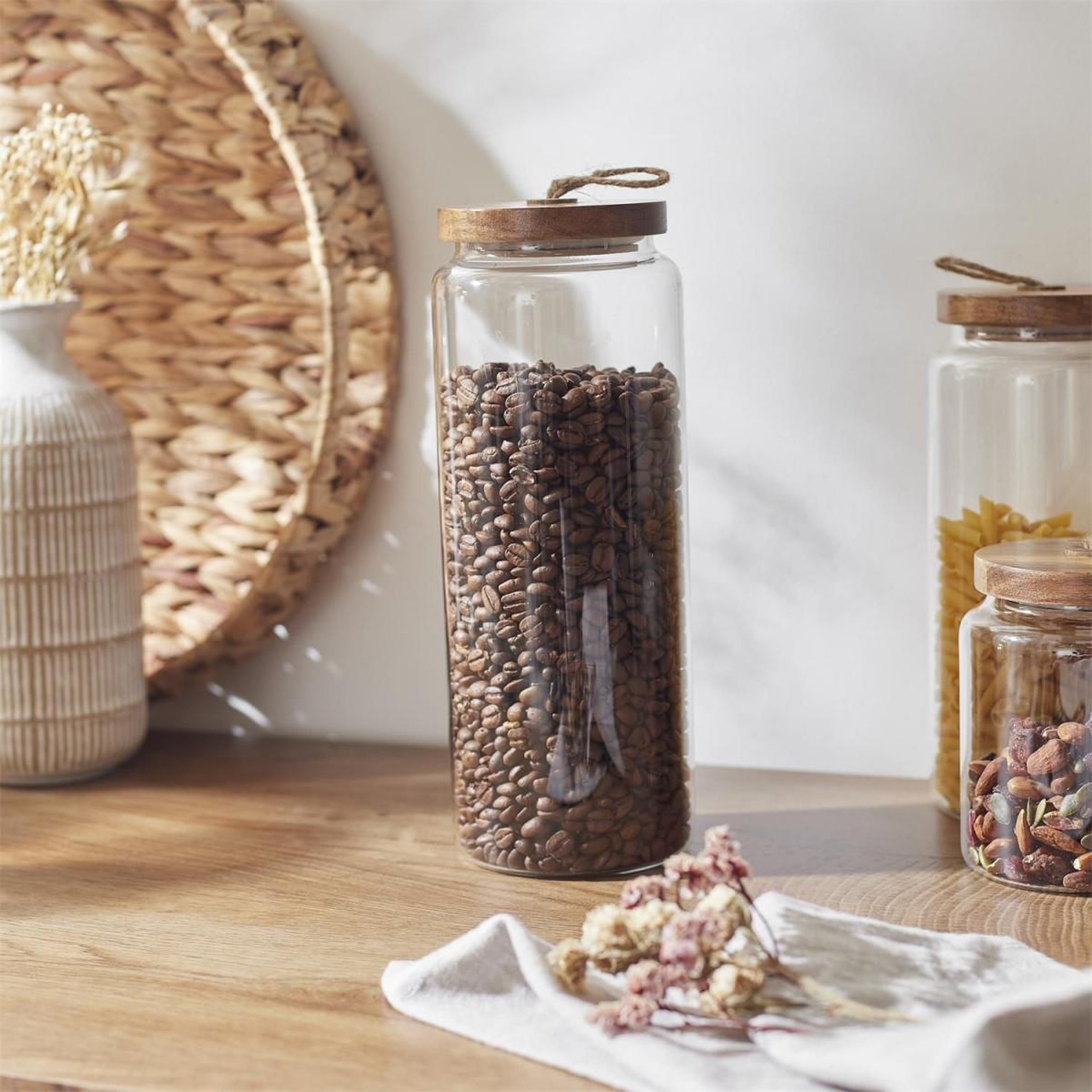 Voir la diapositive 3 : The Home Deco Factory Bocal de conservation  acacia  1,85l transparent