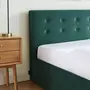 HOMIFAB Lit coffre 180x200 en velours vert avec tête de lit et sommier à lattes - Tina