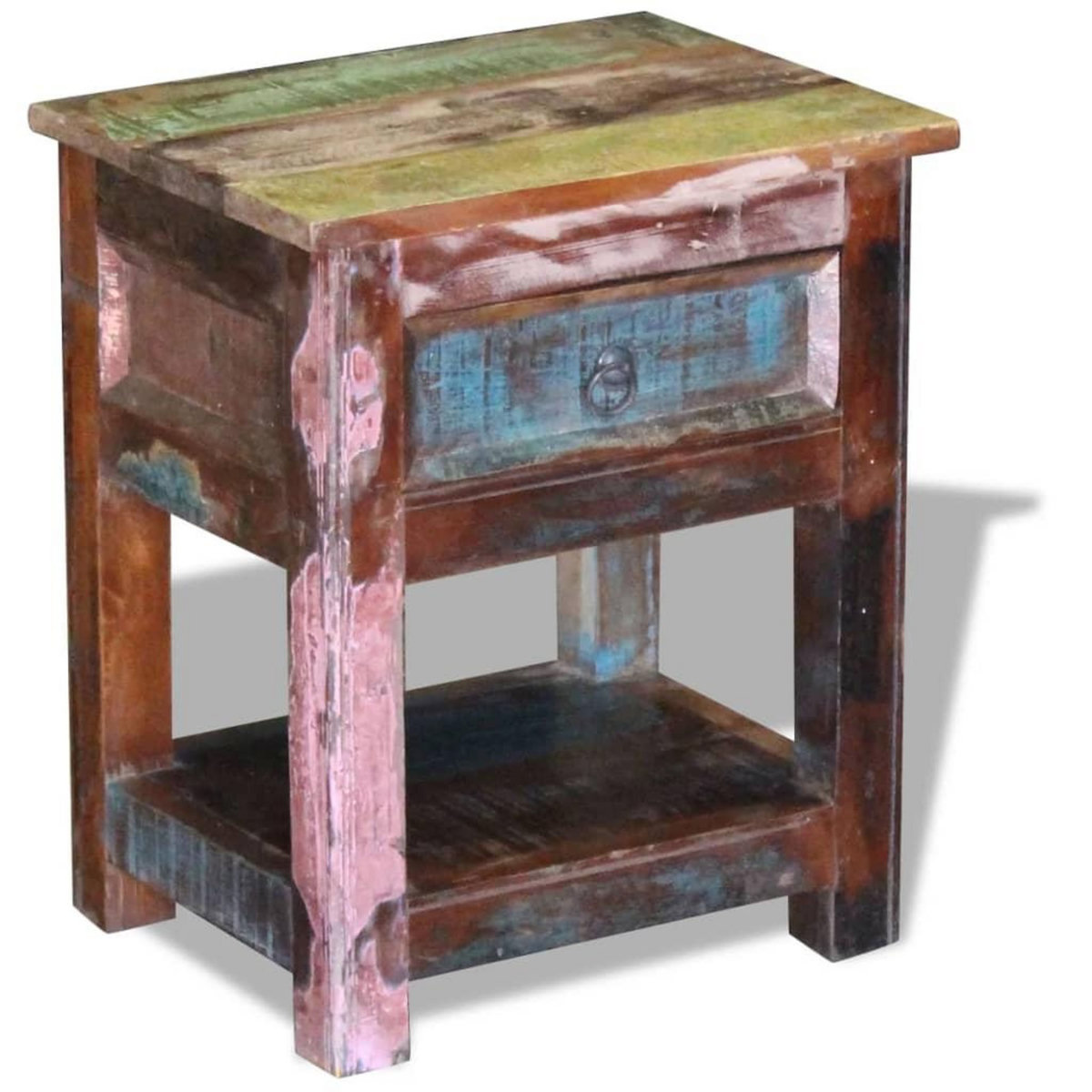 VIDAXL Table d'appoint 1 tiroir Bois de recuperation massif 43x33x51cm
