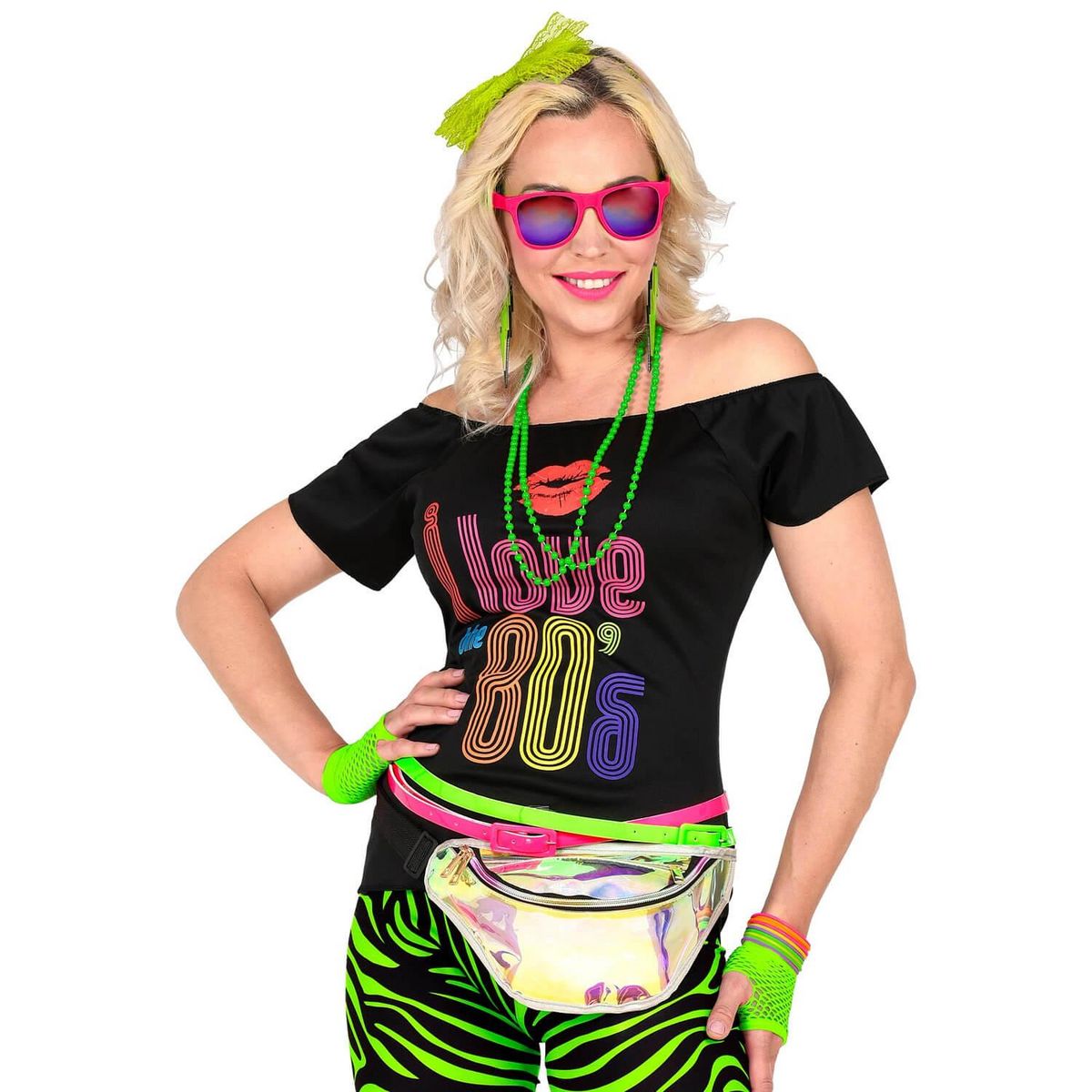 WIDMANN Set d'accessoires mode années 80 : Vert fluo