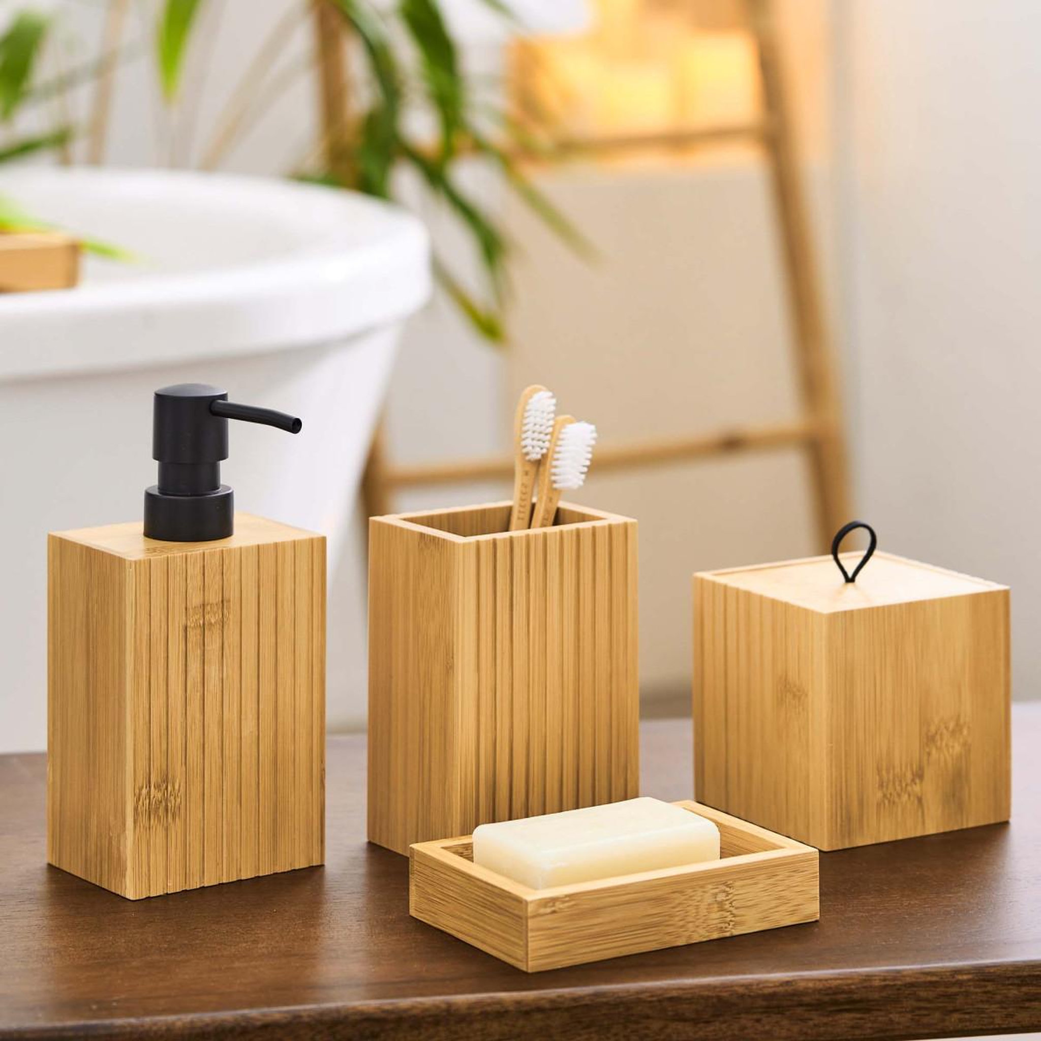 Voir la diapositive 2 : Douceur d'Intérieur Gobelet brosse à dents en bambou  hanoi  12cm naturel