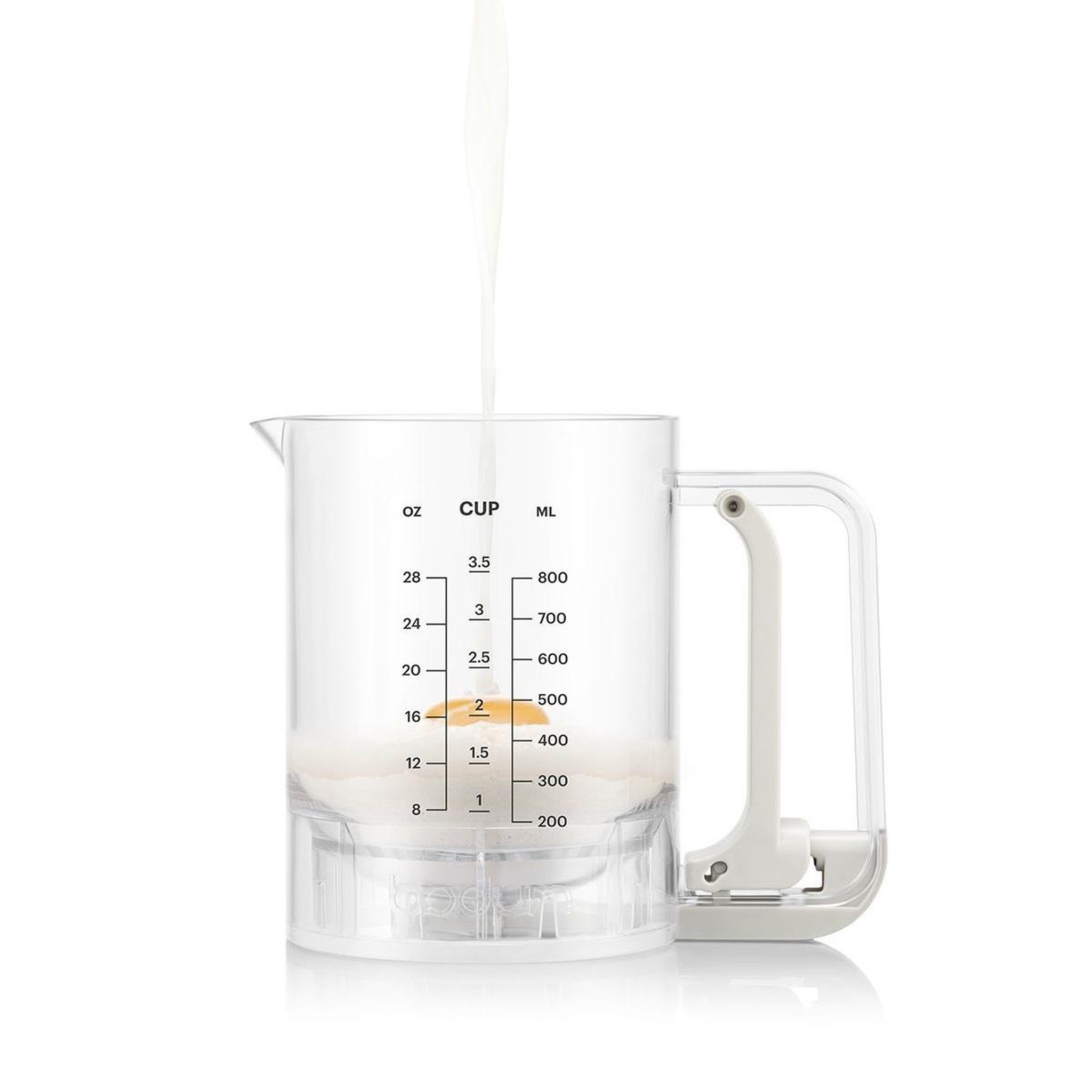 Voir la diapositive 4 : Bodum Distributeur et mélangeur de pâte à crêpes blanc - 12108-913