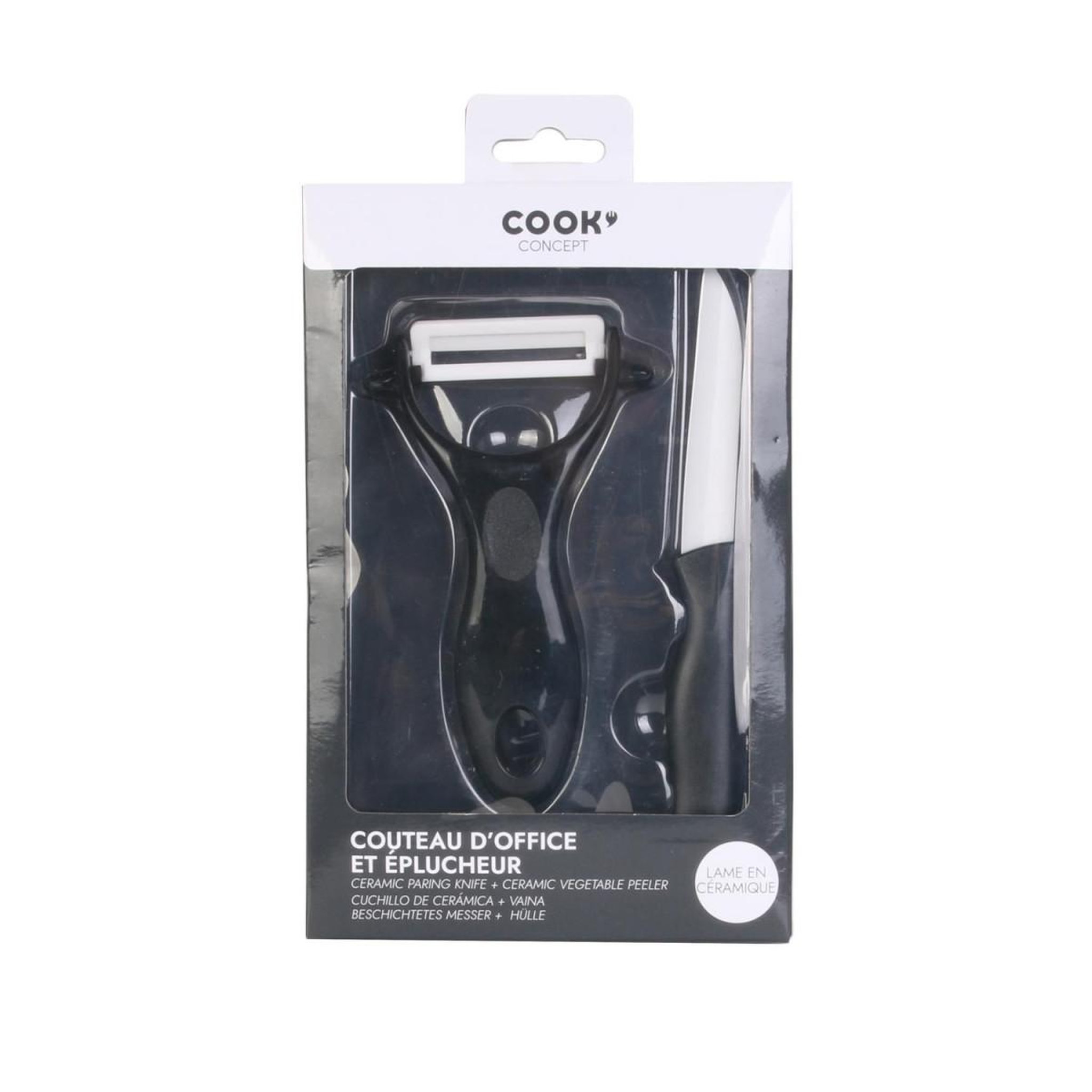 Voir la diapositive 2 : COOK CONCEPT Couteau & éplucheur céramique  cario  16cm noir