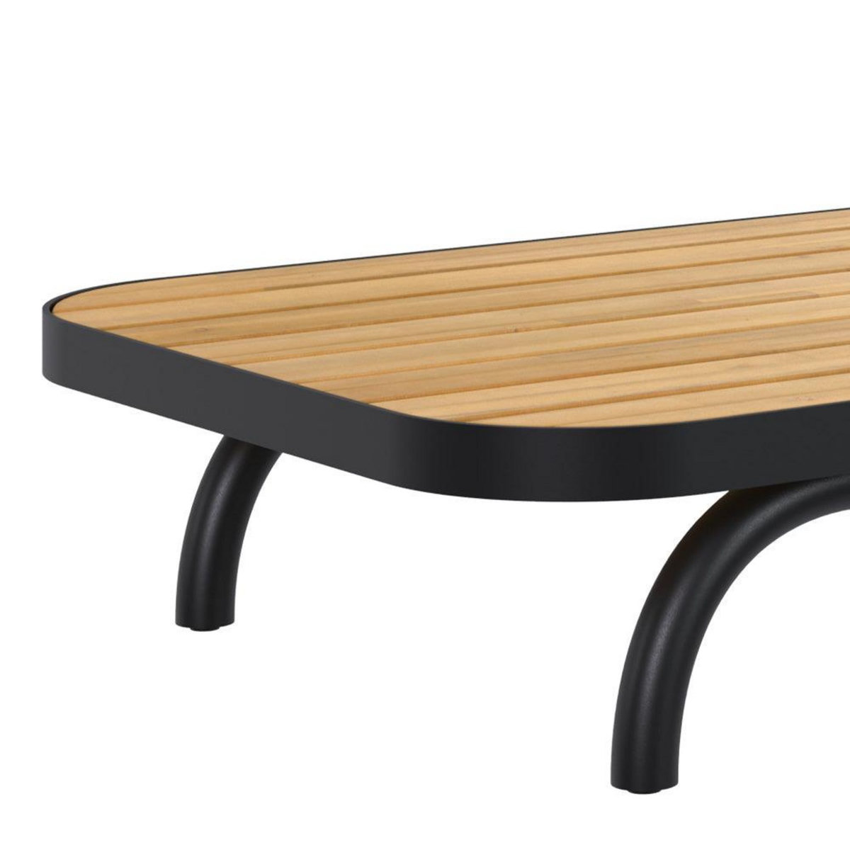 Rendez vous déco Table basse de jardin en bois d'acacia et pieds en métal noir-Samba