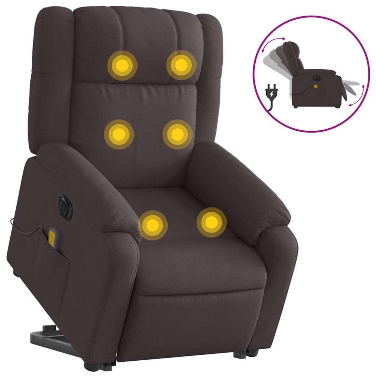 VIDAXL Fauteuil inclinable de massage electrique Marron fonce Tissu