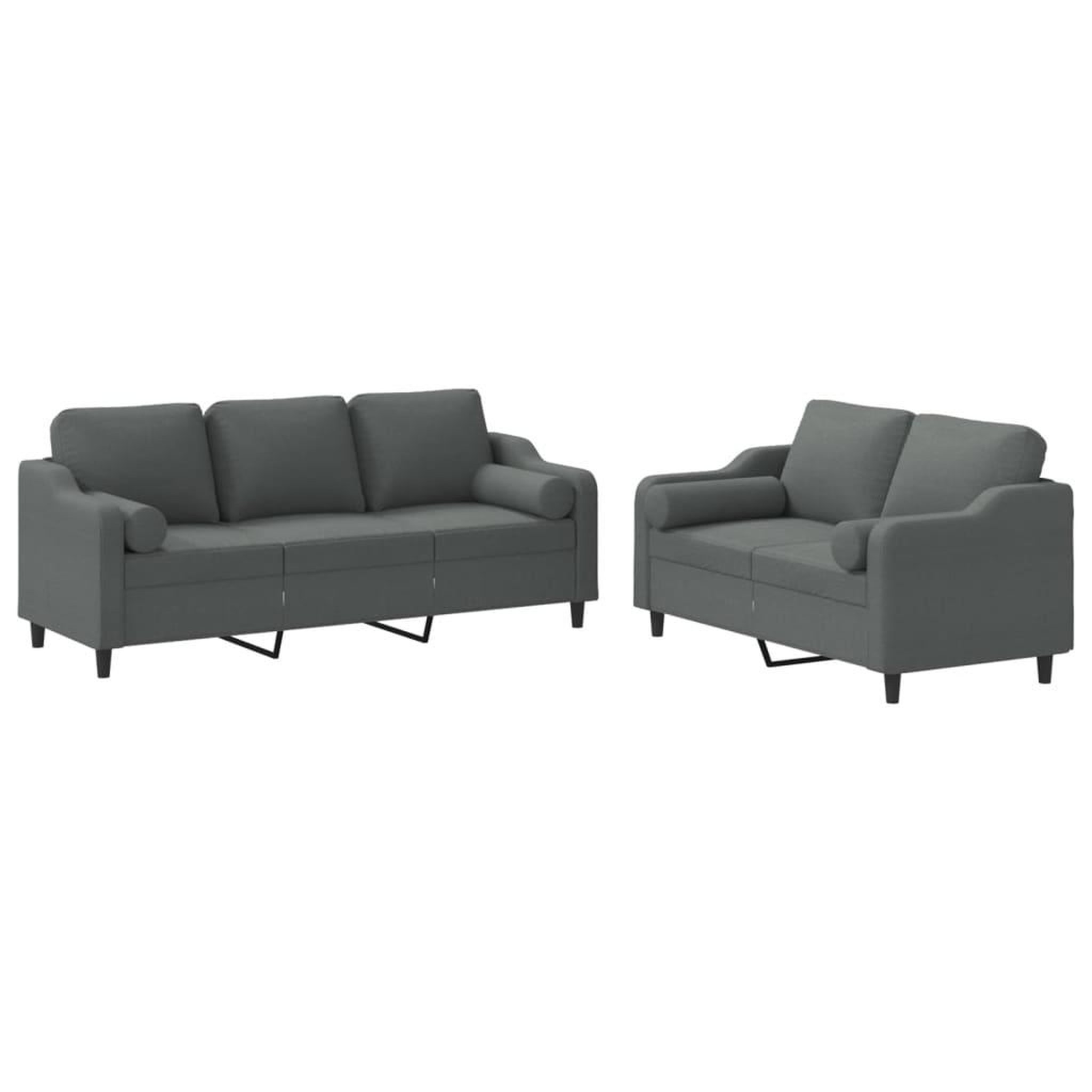 Voir la diapositive 2 : VIDAXL Ensemble de canapes 2 pcs coussins gris fonce tissu