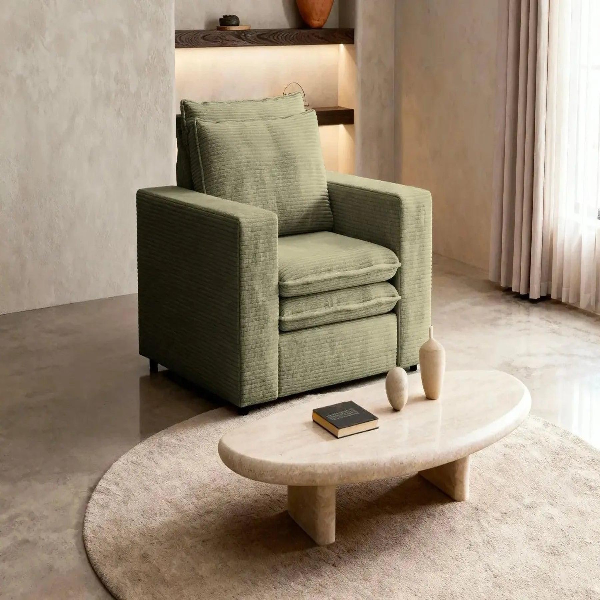 Voir la diapositive 2 : CASANOVA PARIS Oscar - fauteuil en velours côtelé