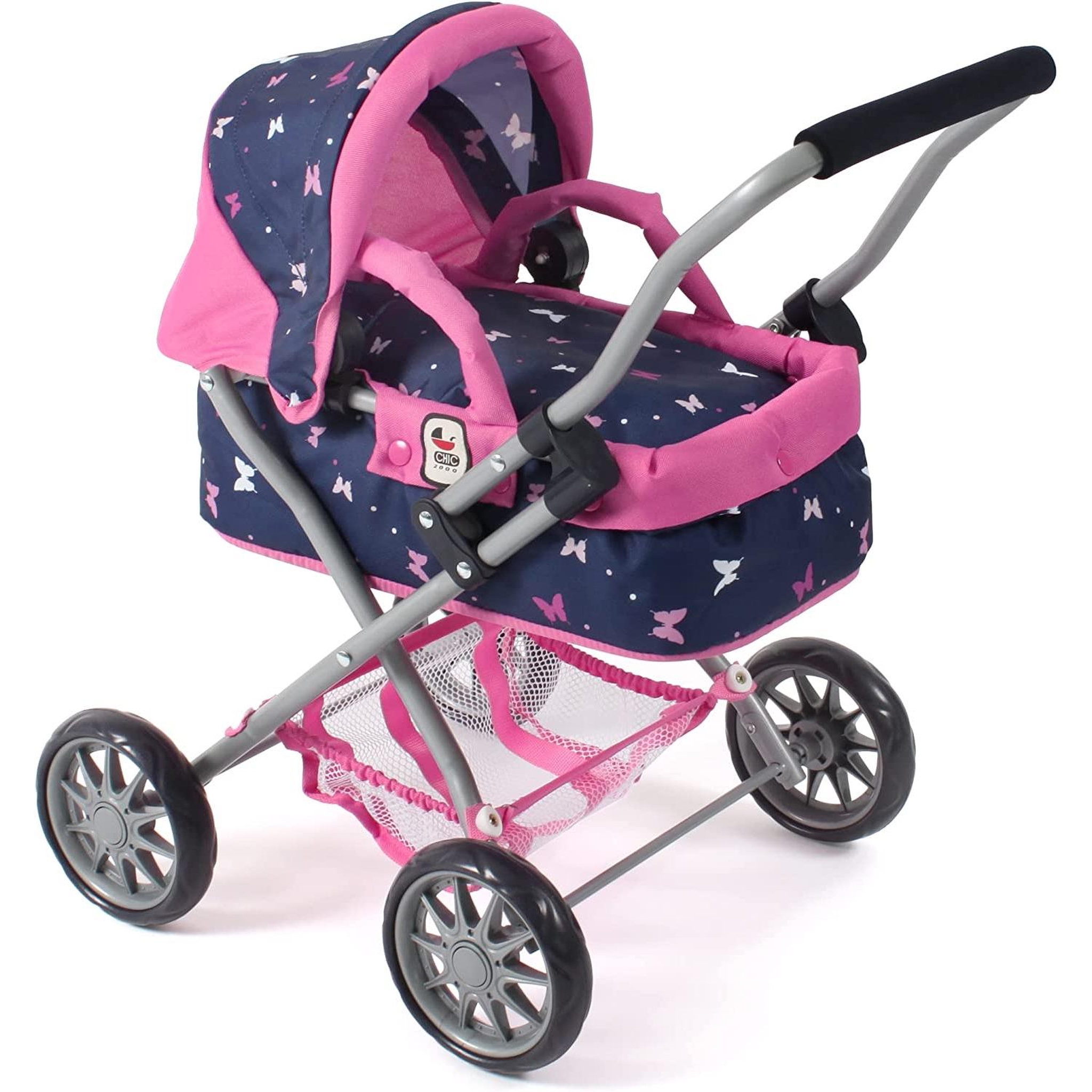 BAYER CHIC 2000 Poussette pour poupée SMARTY Bleu Rose Papillons