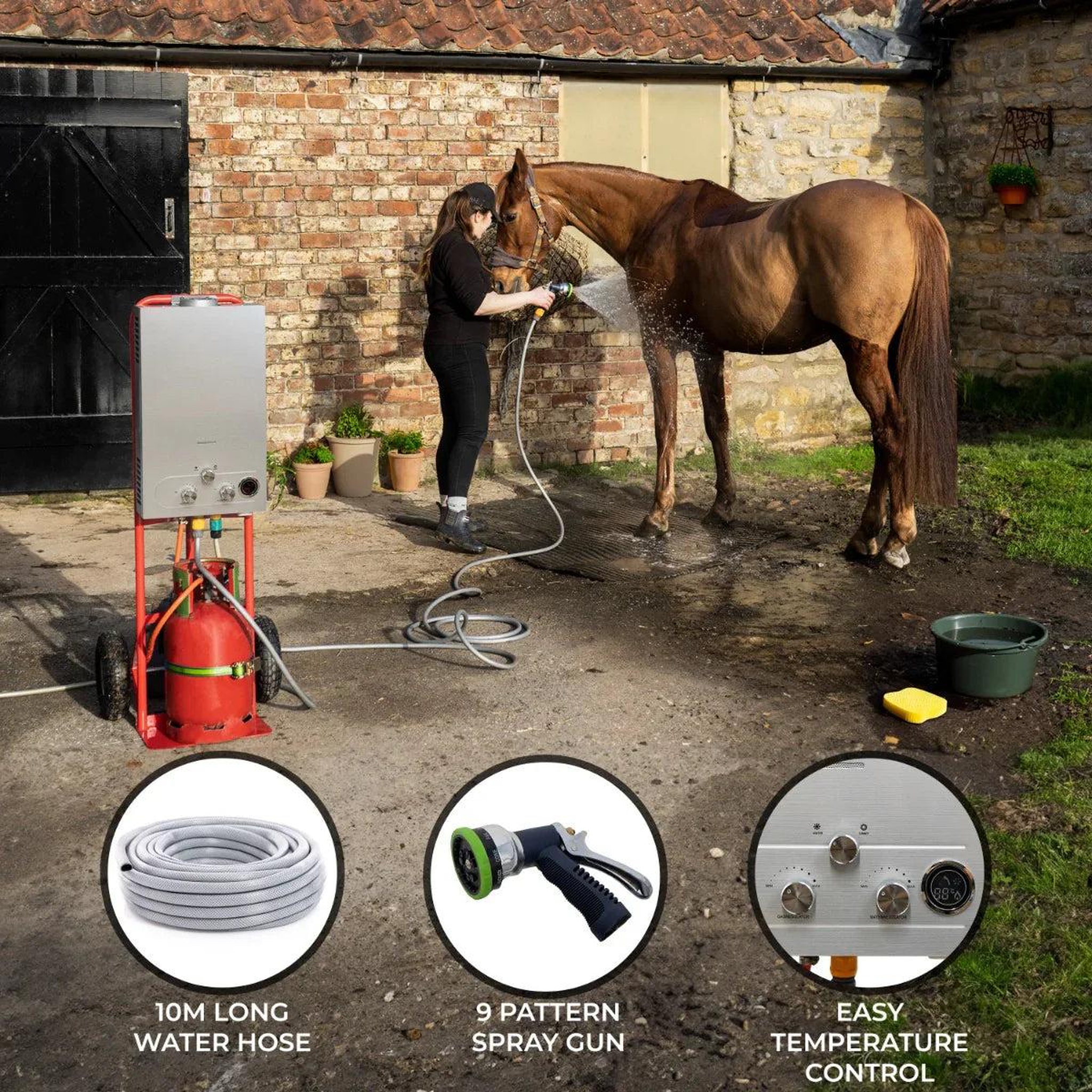 Voir la diapositive 2 : MONSTERSHOP Douche pour chevaux portable - 18 l