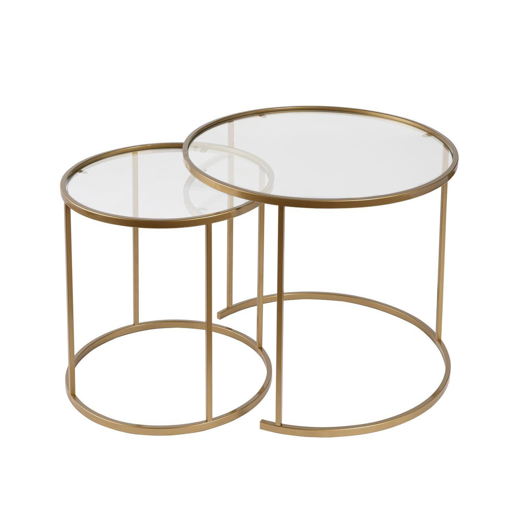 Habitat et Jardin Lot de 2 tables basses en métal  aurum  - 80 x 80 x 43 cm - or transparent