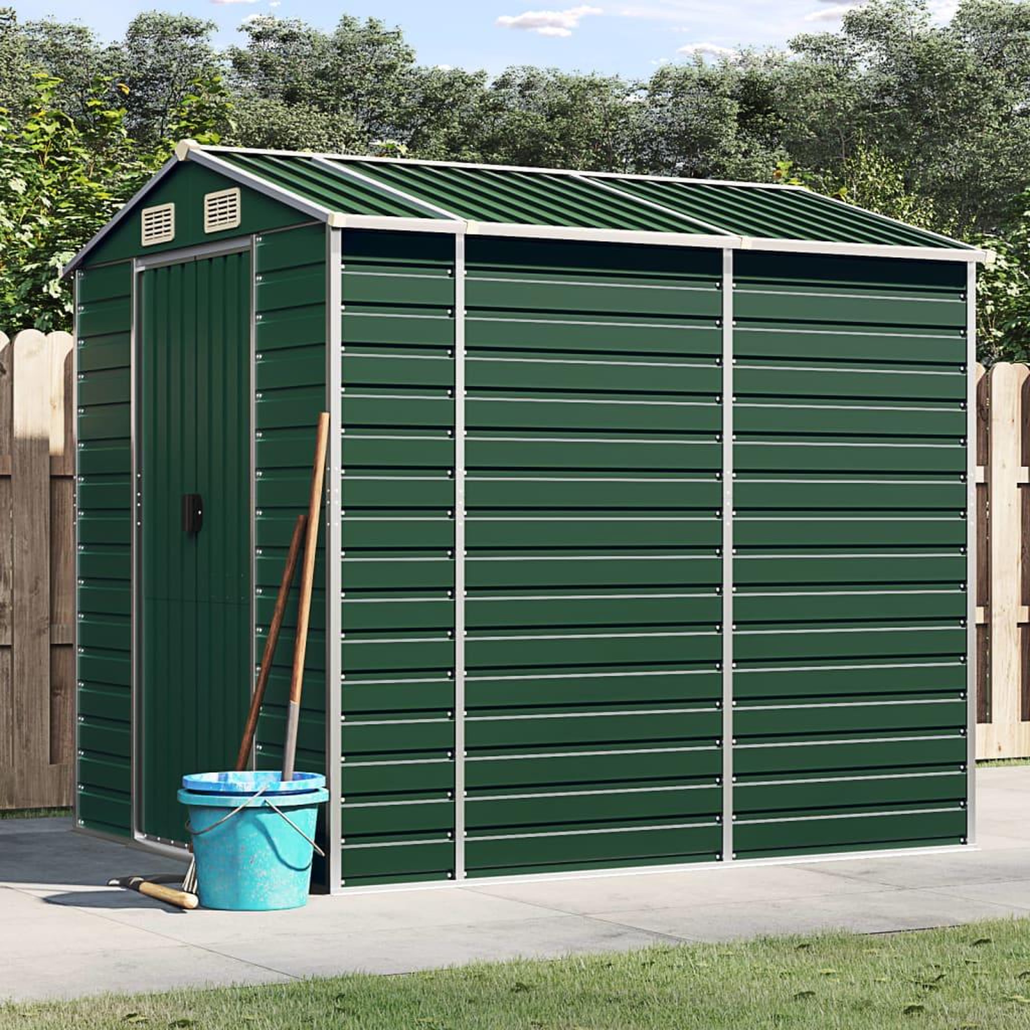 VIDAXL Abri de jardin vert 191x215x198 cm acier galvanise