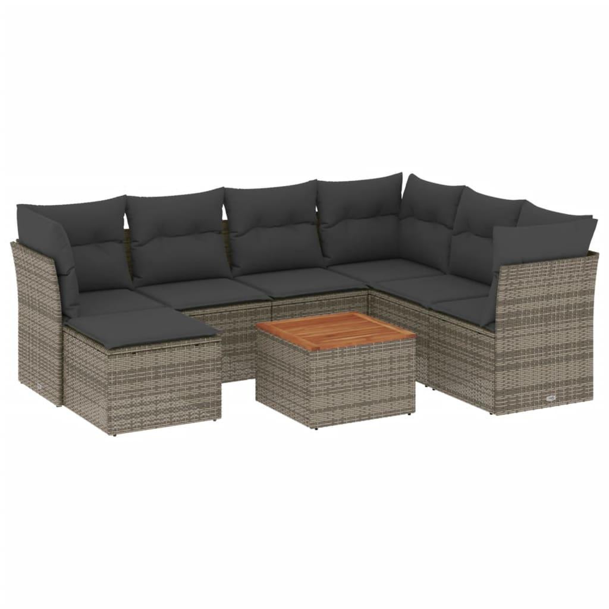 Voir la diapositive 2 : VIDAXL Salon de jardin 8 pcs avec coussins gris resine tressee