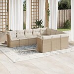 VIDAXL Salon de jardin avec coussins 10 pcs beige resine tressee