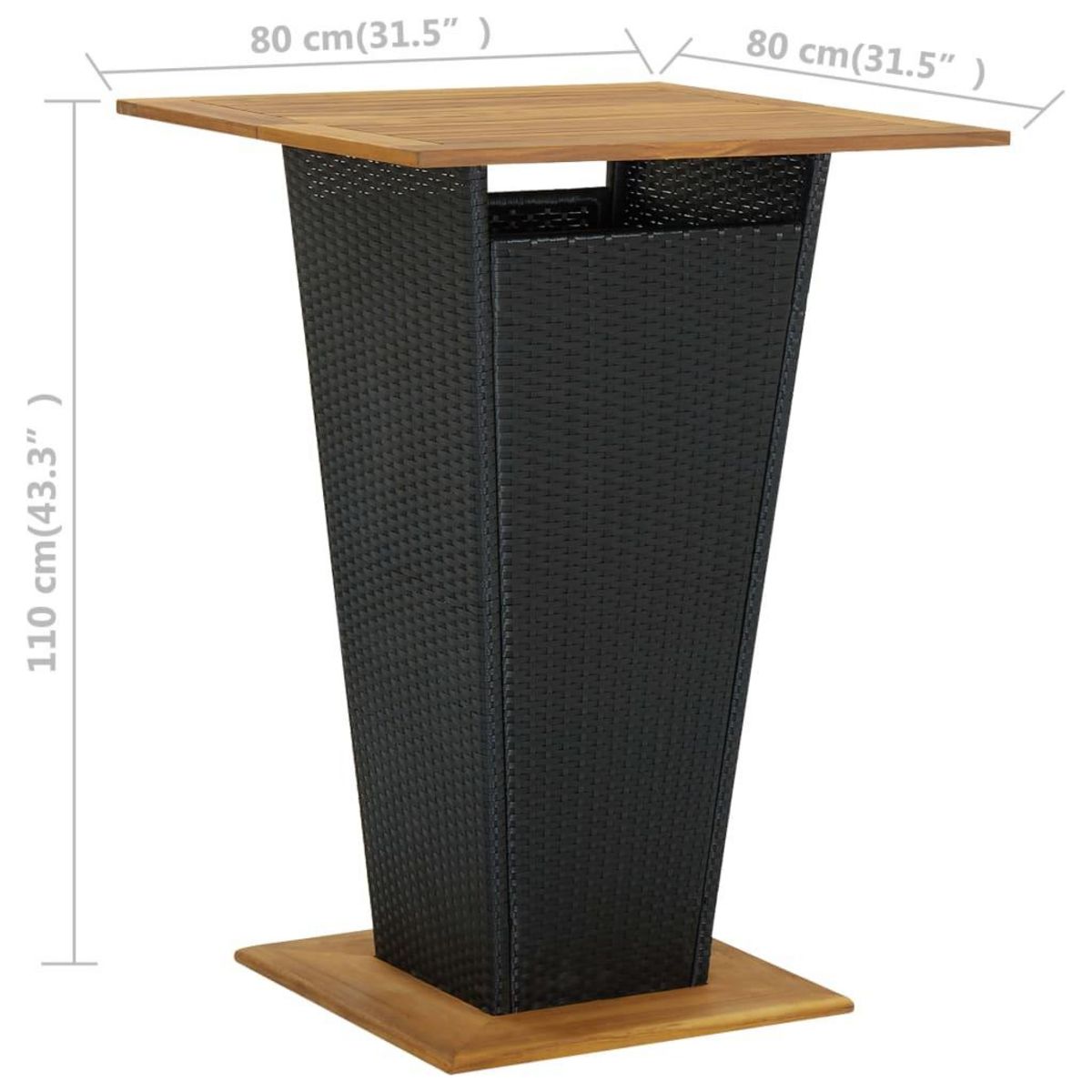VIDAXL Ensemble de bar de jardin 5 pcs Noir