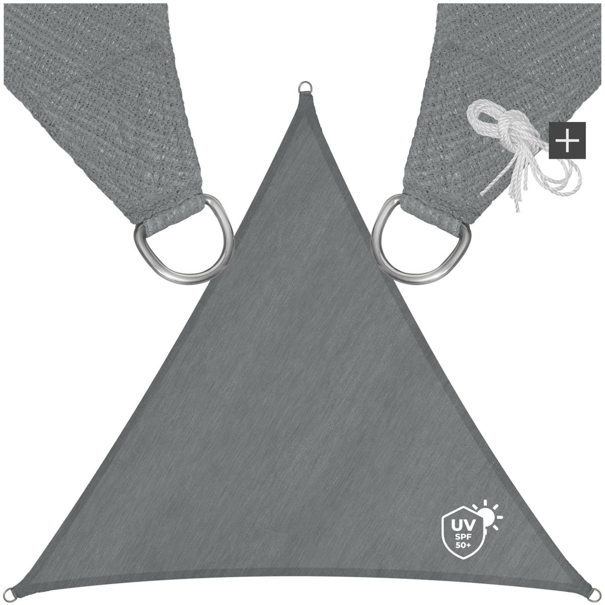 tectake Voile d'ombrage triangulaire triangulaire avec une protection UV 50+ gris 6 x 6 x 6 m