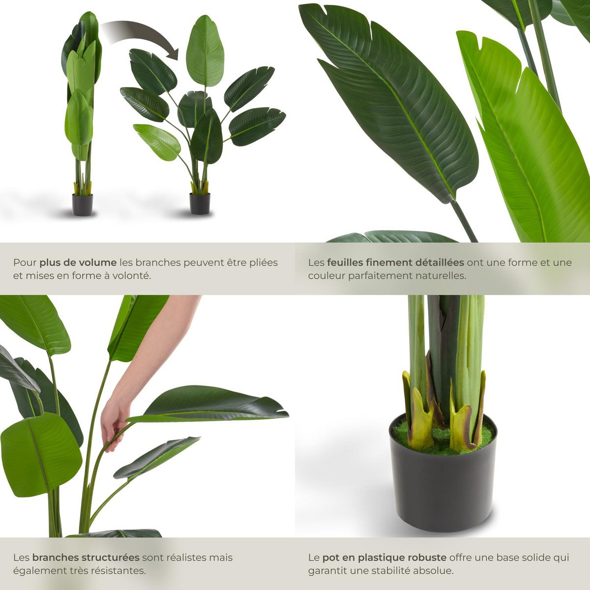 tectake Arbre artificiel oiseau du paradis design très réaliste vert