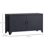 Voir la diapositive 3 : HOMCOM Meuble TV banc TV design industriel - 2 placards, 2 étagères, 4 passe-fils - tôle métal noir