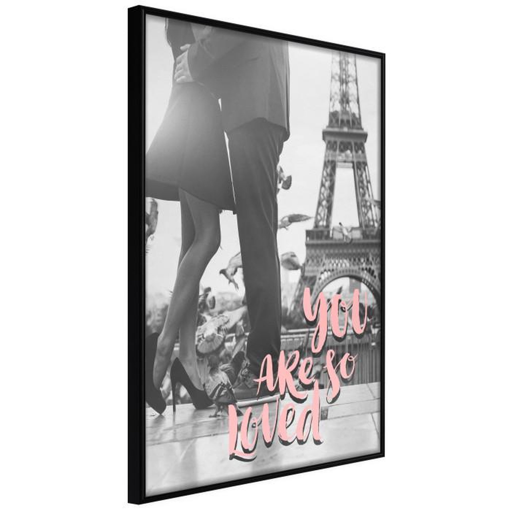 Paris Prix Affiche Murale Encadrée  Love in Paris. Coloris disponibles : Jaune, Noir