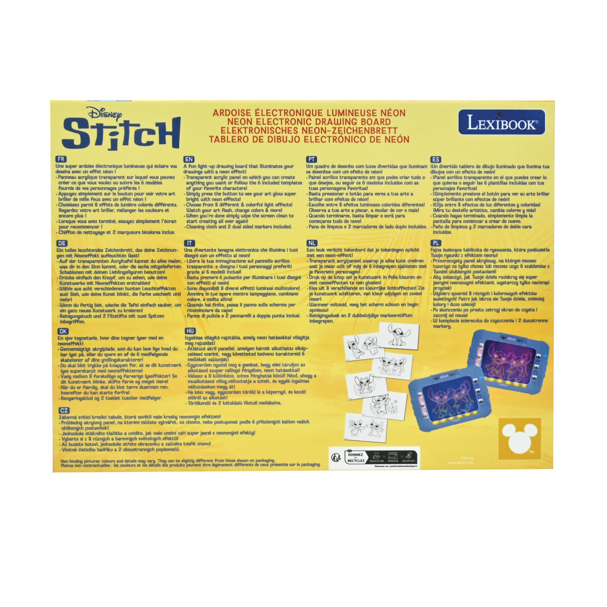 Voir la diapositive 3 : Lexibook Ardoise Électronique Lumineuse Néon Stitch