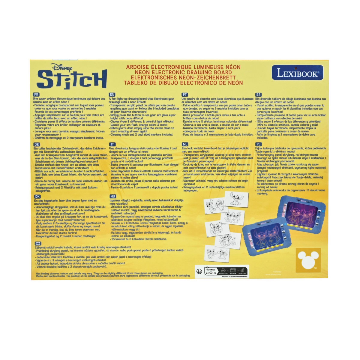 Lexibook Ardoise Électronique Lumineuse Néon Stitch