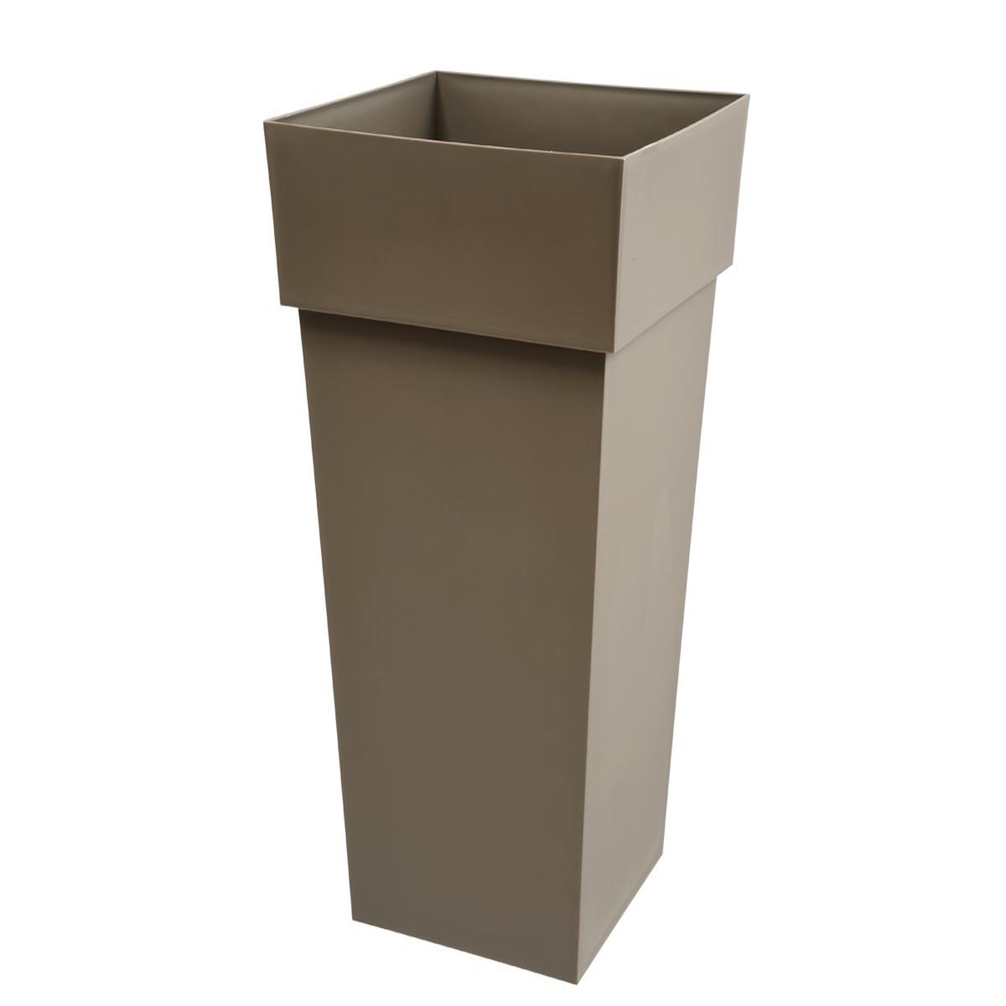 Eda Pot de fleur carré Toscane 39 x H.65 cm - Taupe - Eda
