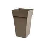 Eda Pot de fleur carré Toscane 39 x H.65 cm - Taupe - Eda