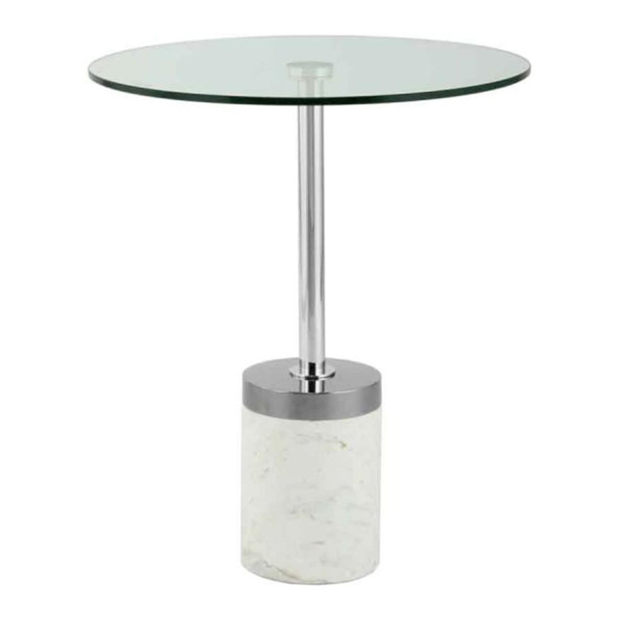 Paris Prix Table d'appoint en marbre  lana  53cm argent & blanc