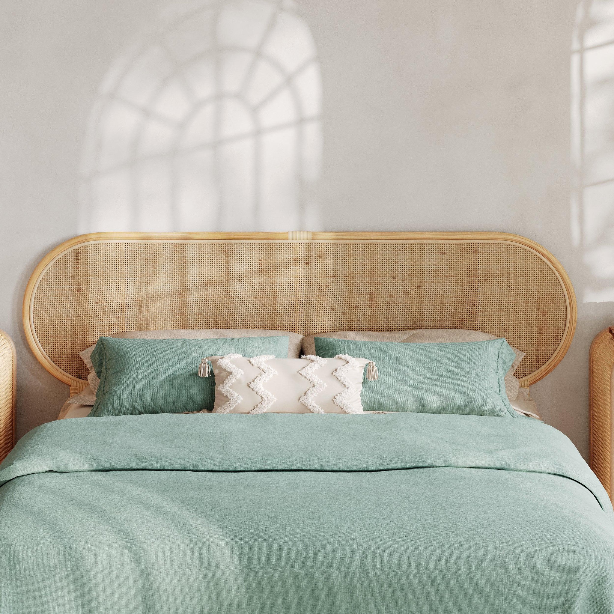 Voir la diapositive 2 : MAISON PAVANE Tête de lit en rotin naturel 160 cm-navahino