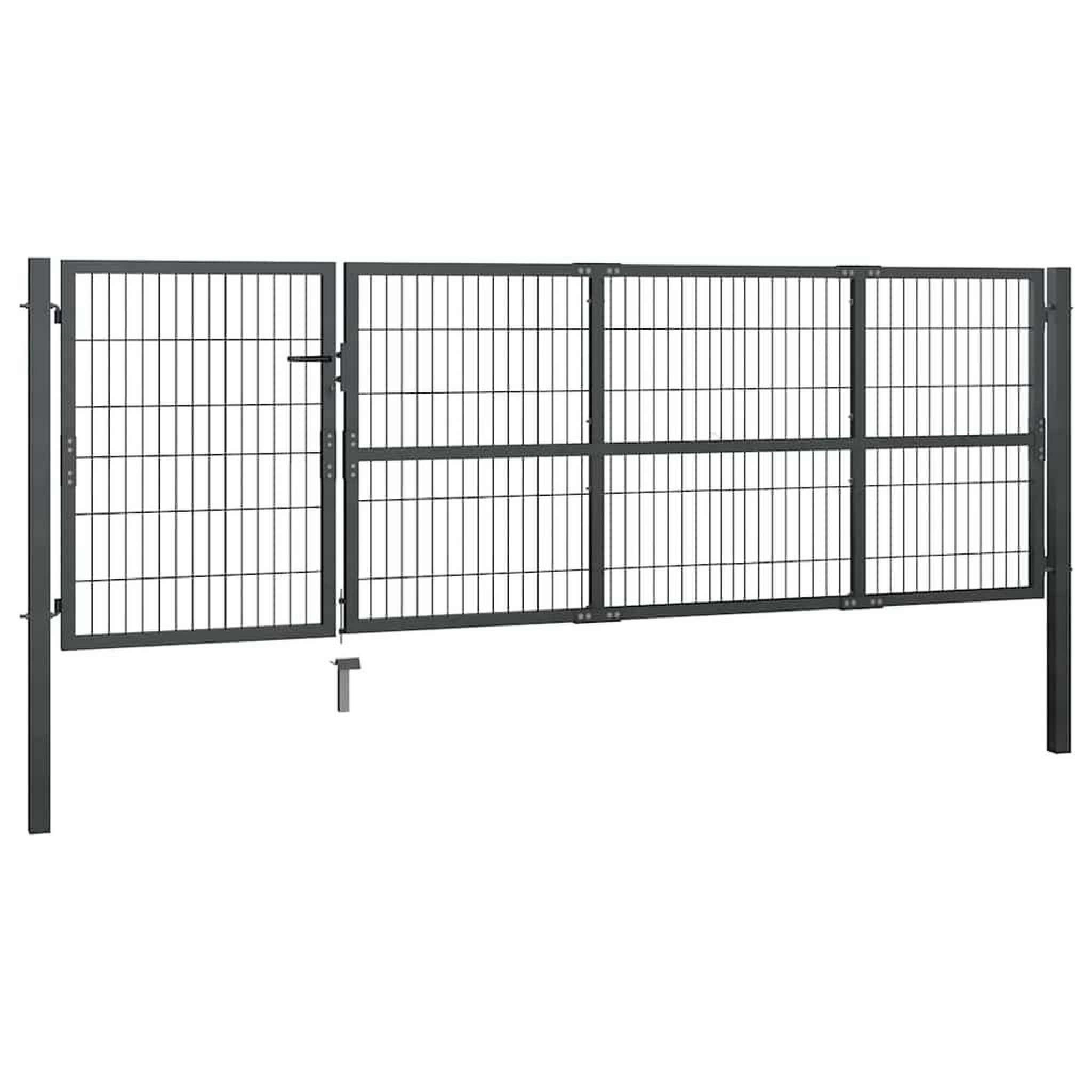 Voir la diapositive 2 : VIDAXL Portail de jardin avec poteaux en acier 350 x 100 cm anthracite