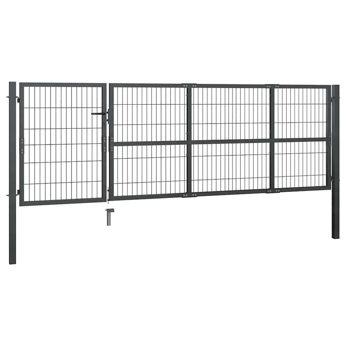 VIDAXL Portail de jardin avec poteaux en acier 350 x 100 cm anthracite