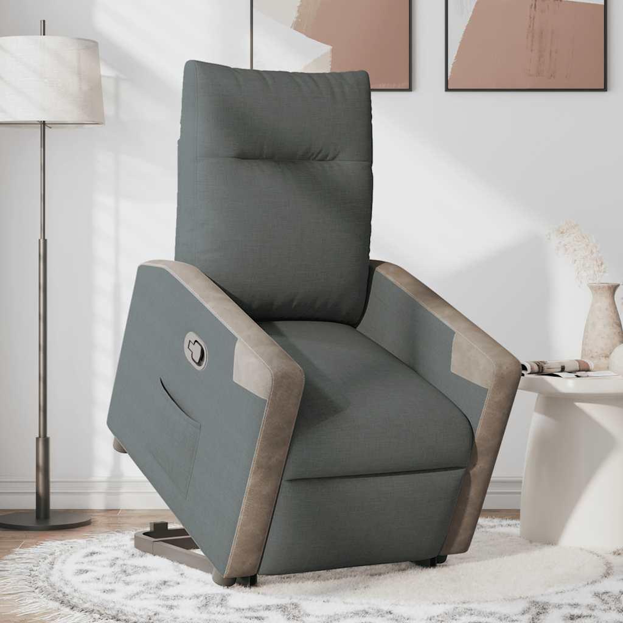 Voir la diapositive 3 : VIDAXL Fauteuil inclinable Gris fonce Tissu