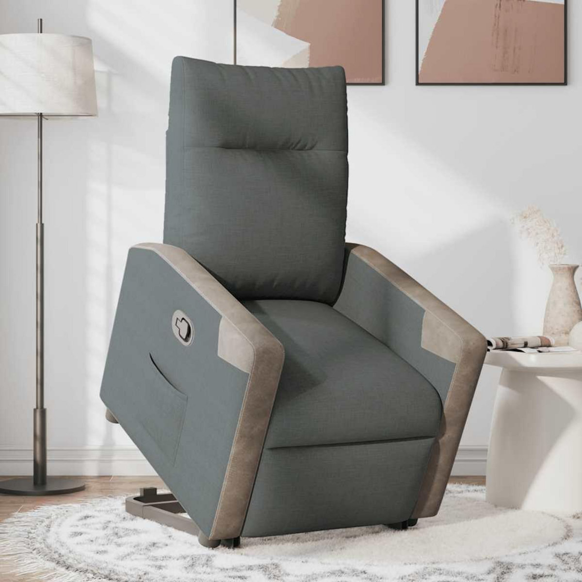 VIDAXL Fauteuil inclinable Gris fonce Tissu