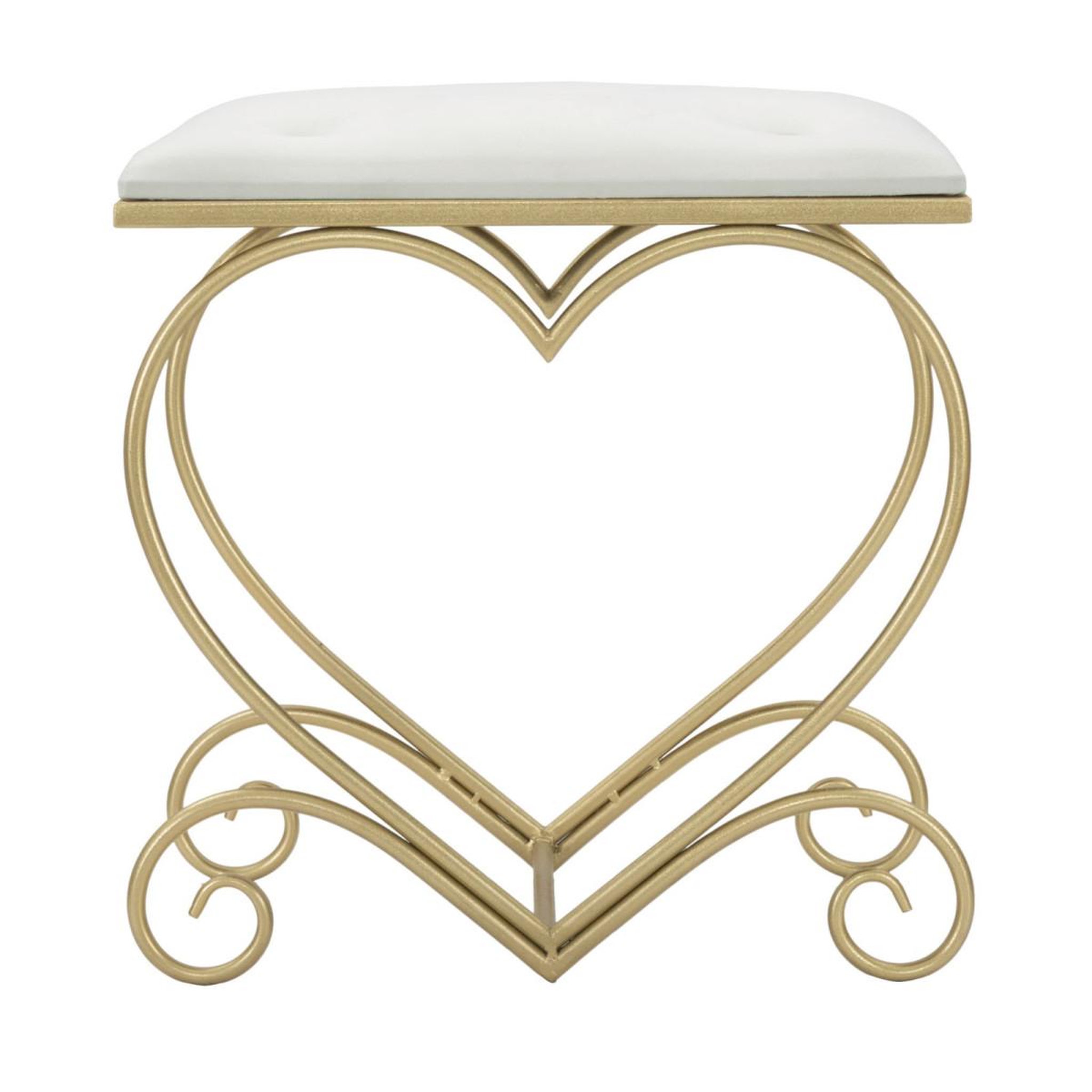 Voir la diapositive 2 : Paris Prix Tabouret design  heart  51cm crème & or