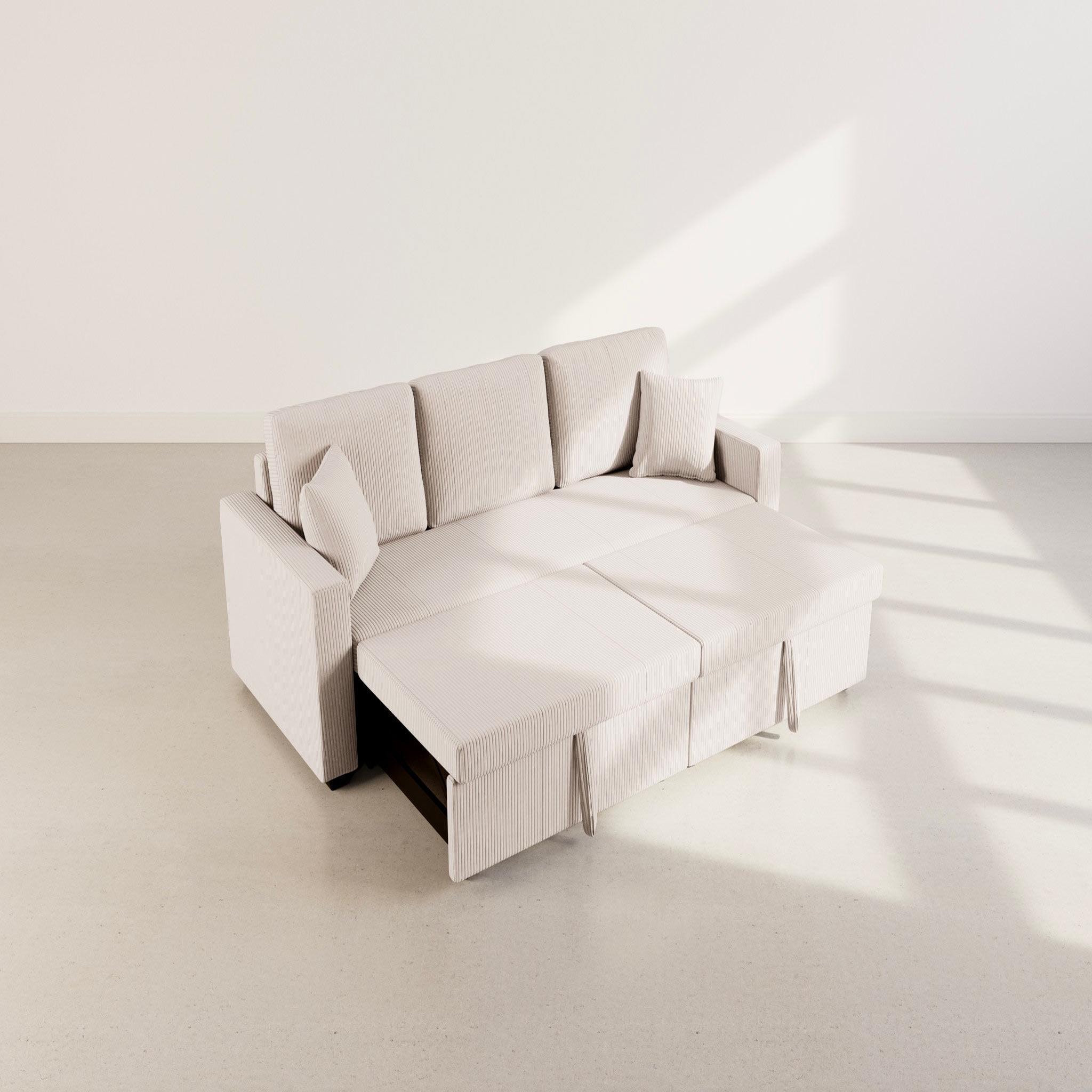 Voir la diapositive 4 : BEST MOBILIER Cyrus - canapé droit 3 places convertible en velours côtelé