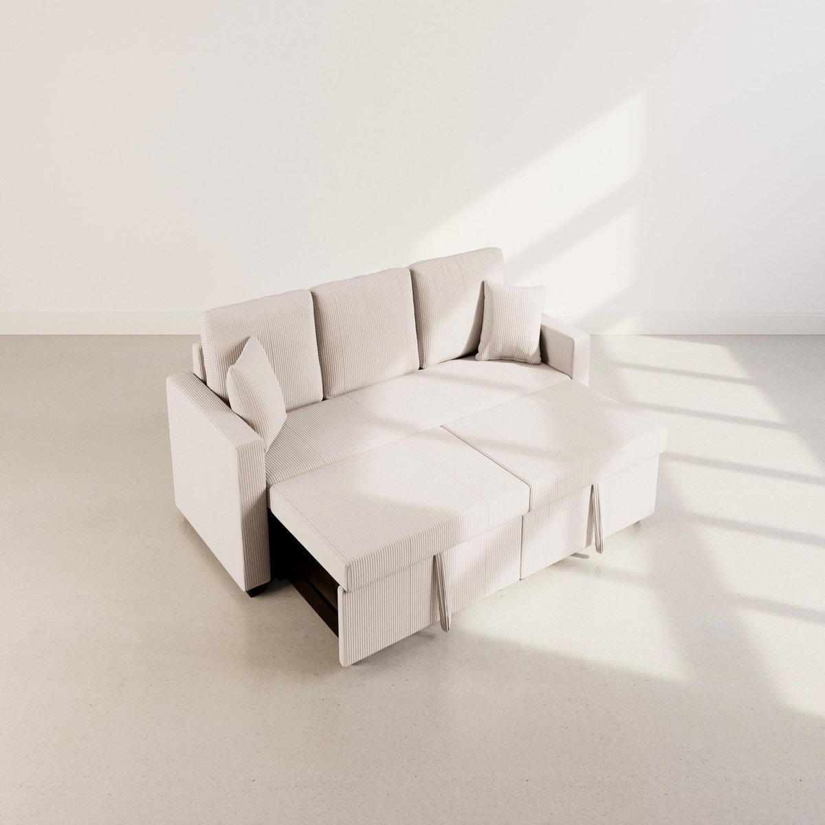 BEST MOBILIER Cyrus - canapé droit 3 places convertible en velours côtelé
