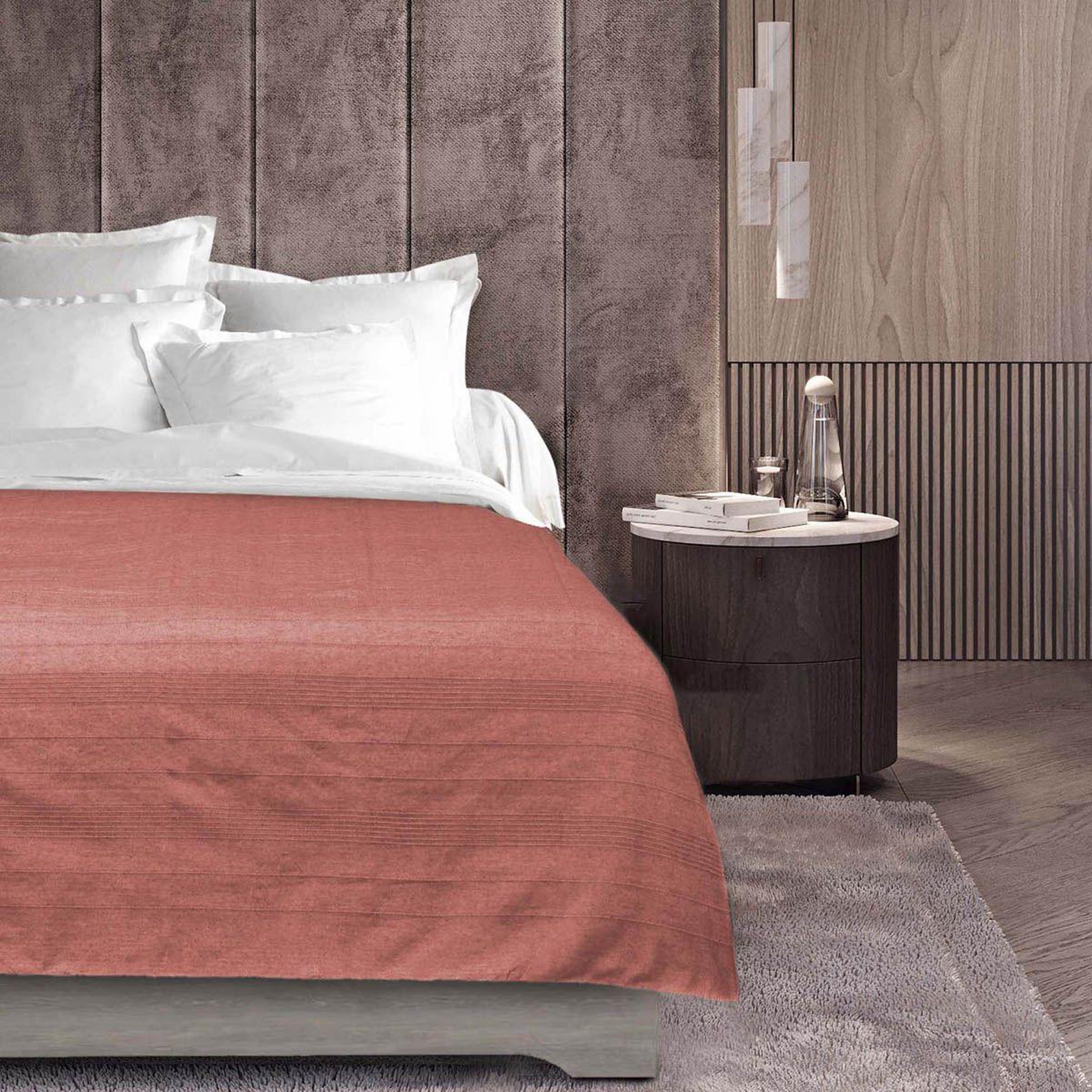 Voir la diapositive 3 : Douceur d'Intérieur Plaid uni en coton  lucile  180x220cm rose