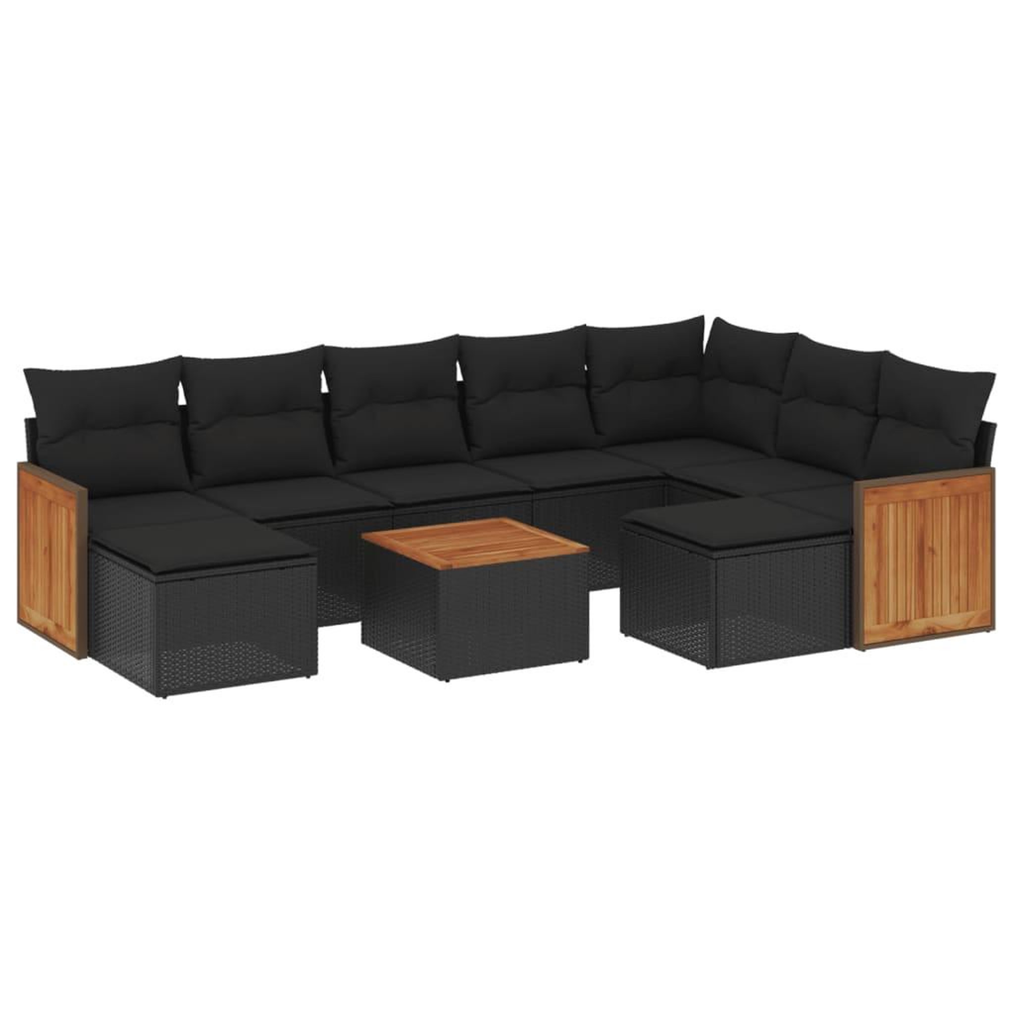 Voir la diapositive 2 : VIDAXL Salon de jardin 10 pcs avec coussins noir resine tressee