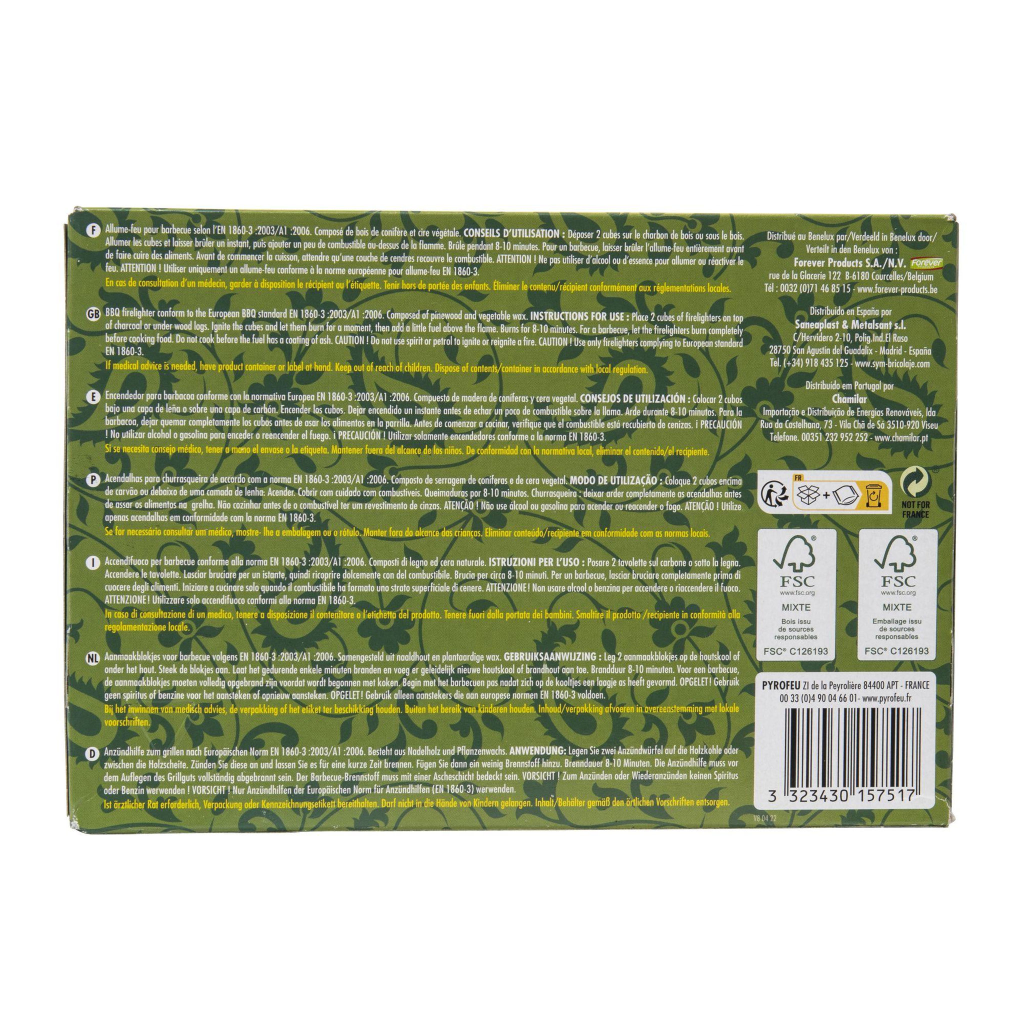Voir la diapositive 2 : PYROFEU Allume feu cubes bois 100% naturel  32 pcs