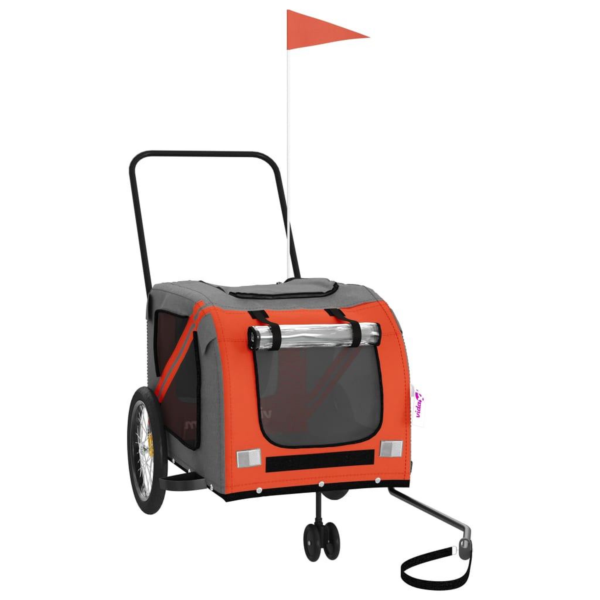 Voir la diapositive 2 : VIDAXL Remorque de velo pour animaux de compagnie orange et gris