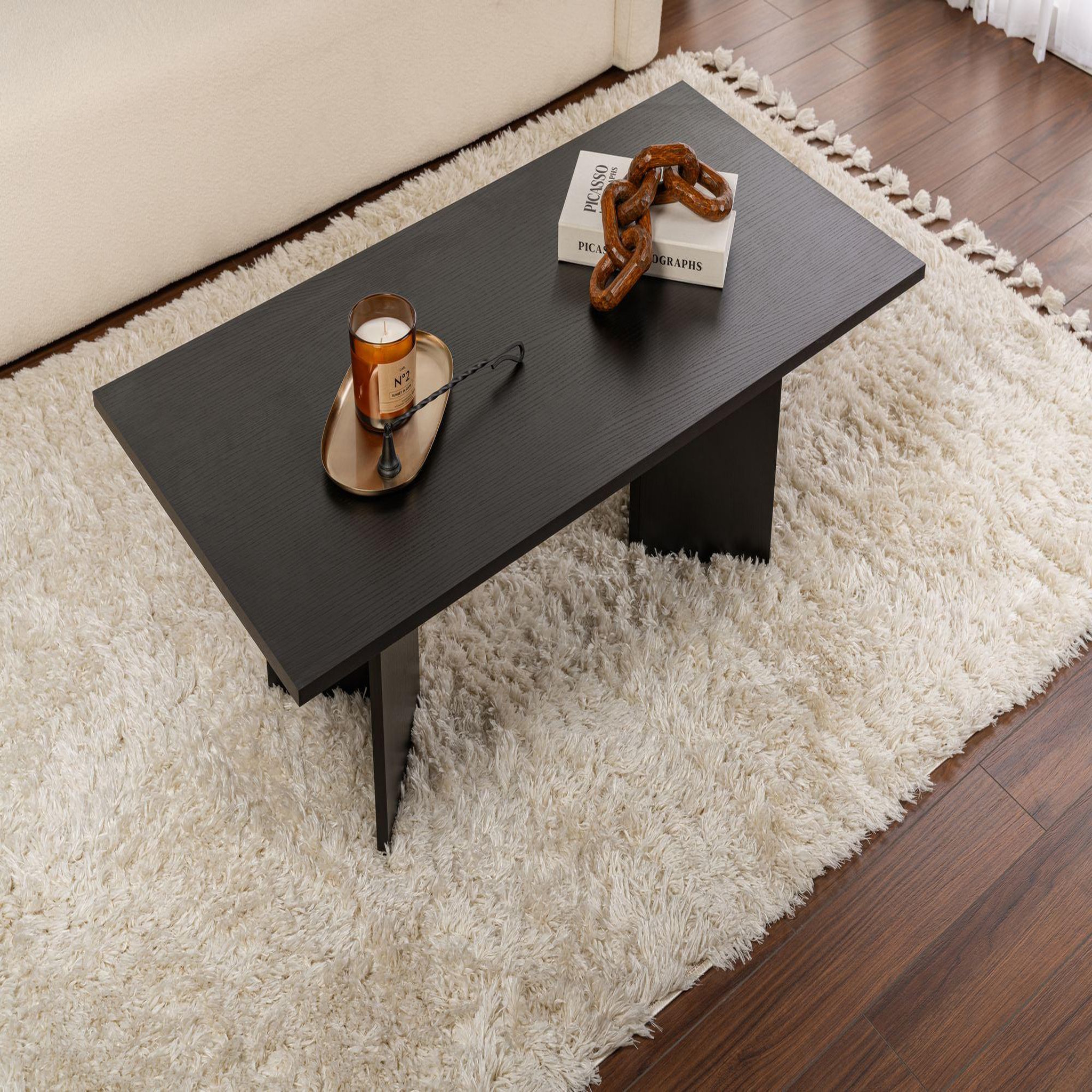 Voir la diapositive 4 : Habitat et Jardin Table basse en bois  sabin  - 60 x 119 x 40 cm - bois noir