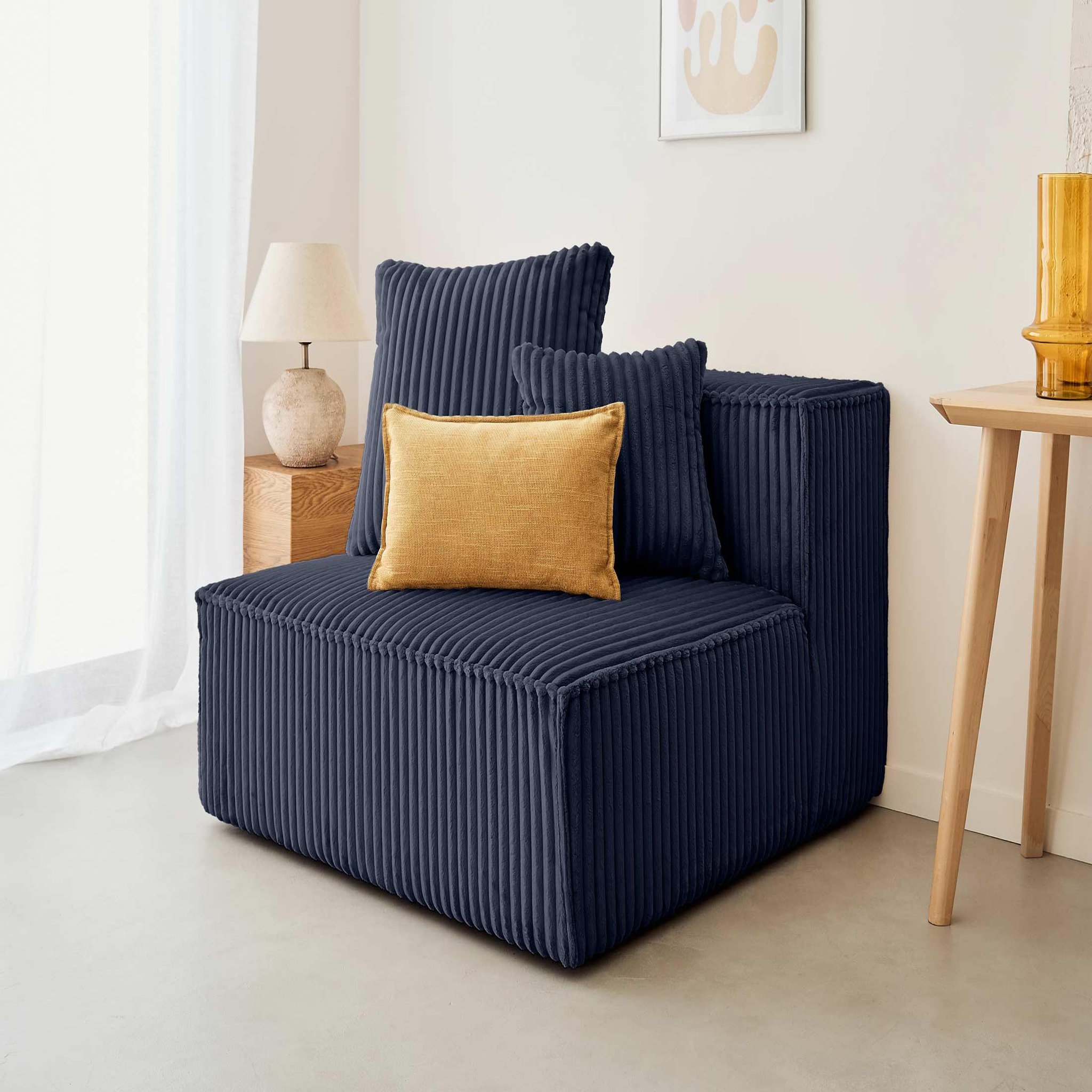 Voir la diapositive 1 : LISA DESIGN Colombine - module d'assise - en velours côtelé grosses côtes