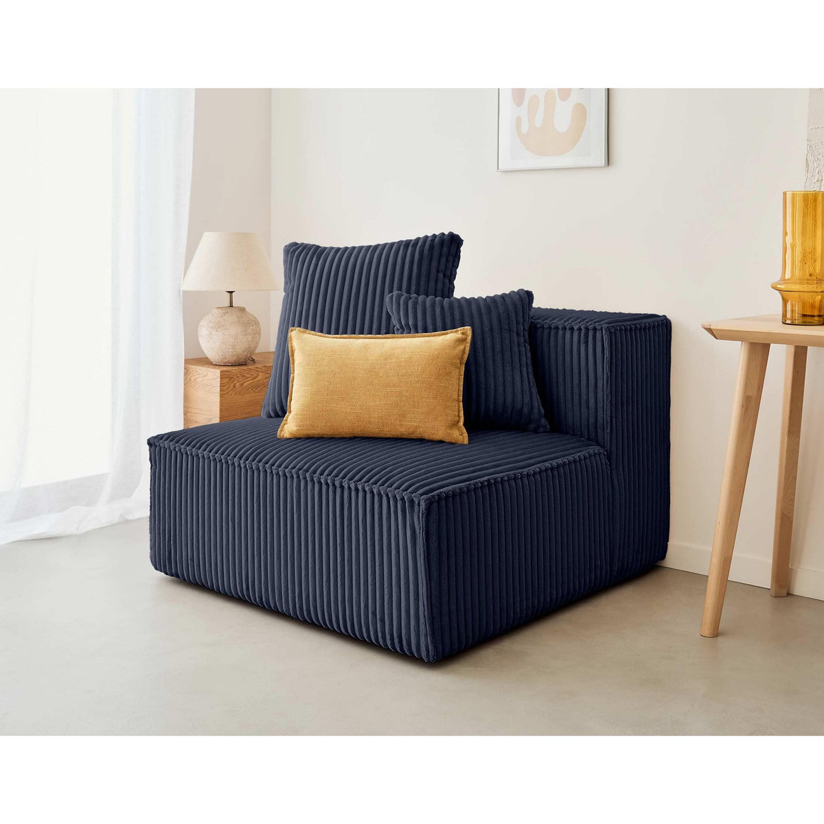 LISA DESIGN Colombine - module d'assise - en velours côtelé grosses côtes